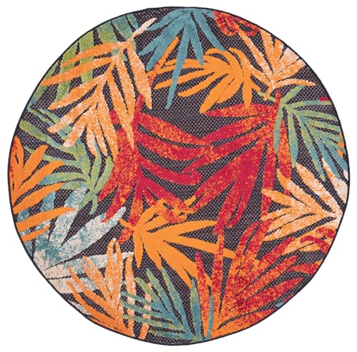 Tapete redondo Tayse Tropical Leaf 7'11" Multi Color miniatura 2
