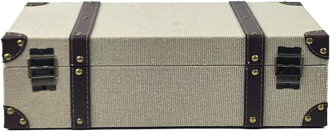 Vintage Suitcase Covered Decorative Trunk Antique-Style Wood Chests, Perfect for Weddings and Keepsakes