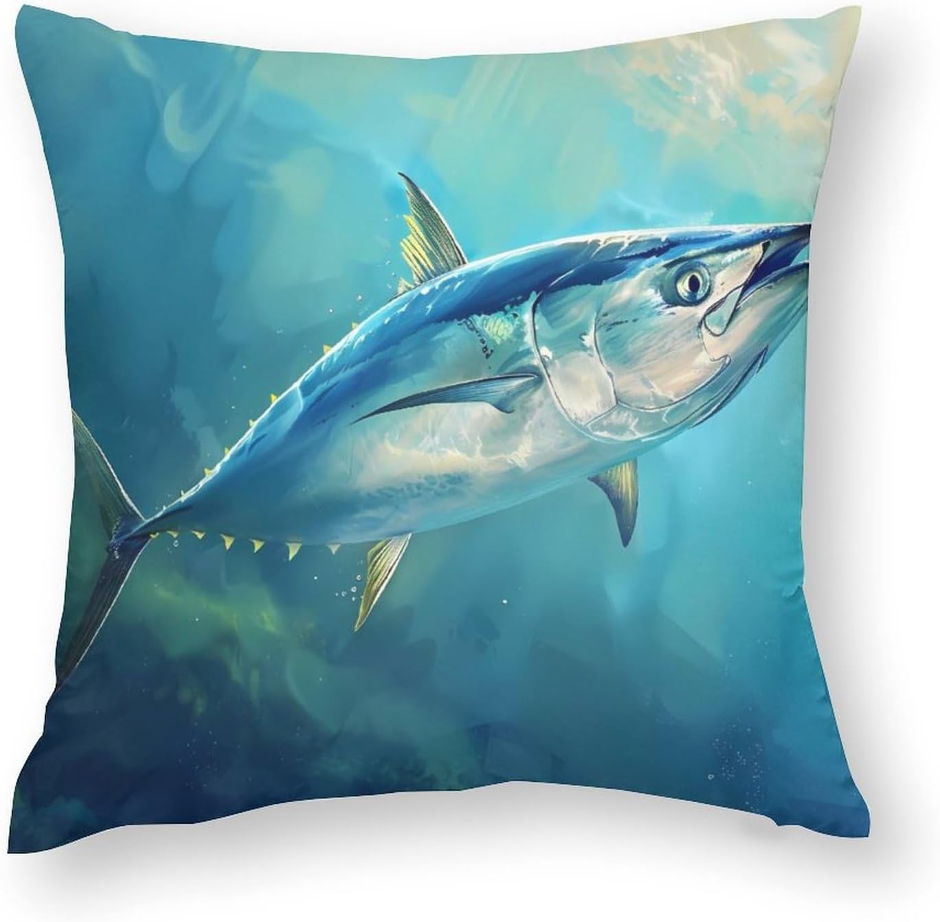 Tuna Fish in The Ocean Printed Throw Pillow Case 4 Pcs Soft Pillowcases Pillows Covers Sofa Bed Decor 12/14/16/17/18/20/22/24/32 Inches