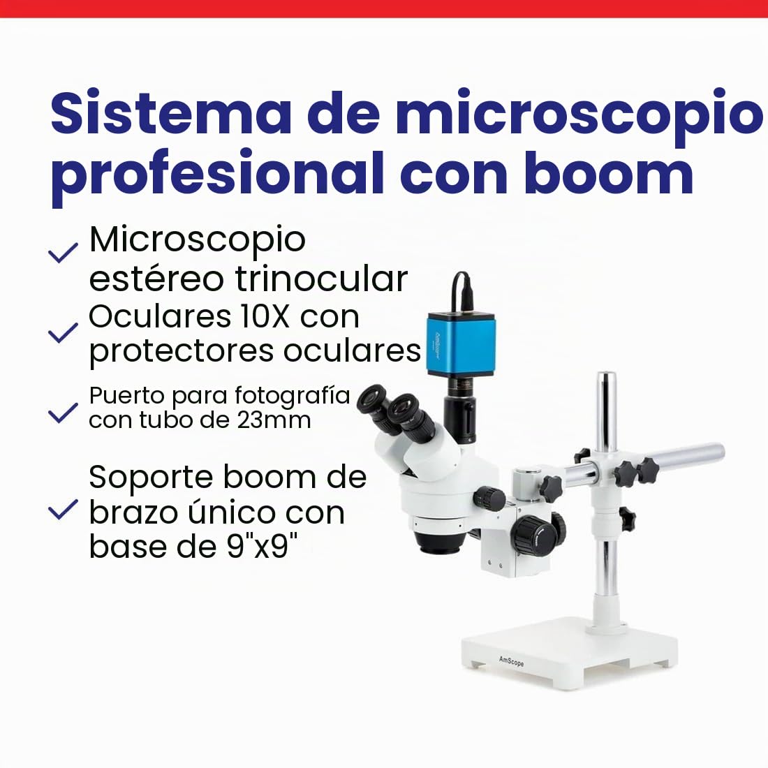AmScope - Microscopio trinocular con zoom estéreo 7X-45X en soporte de un solo brazo - SM-3T