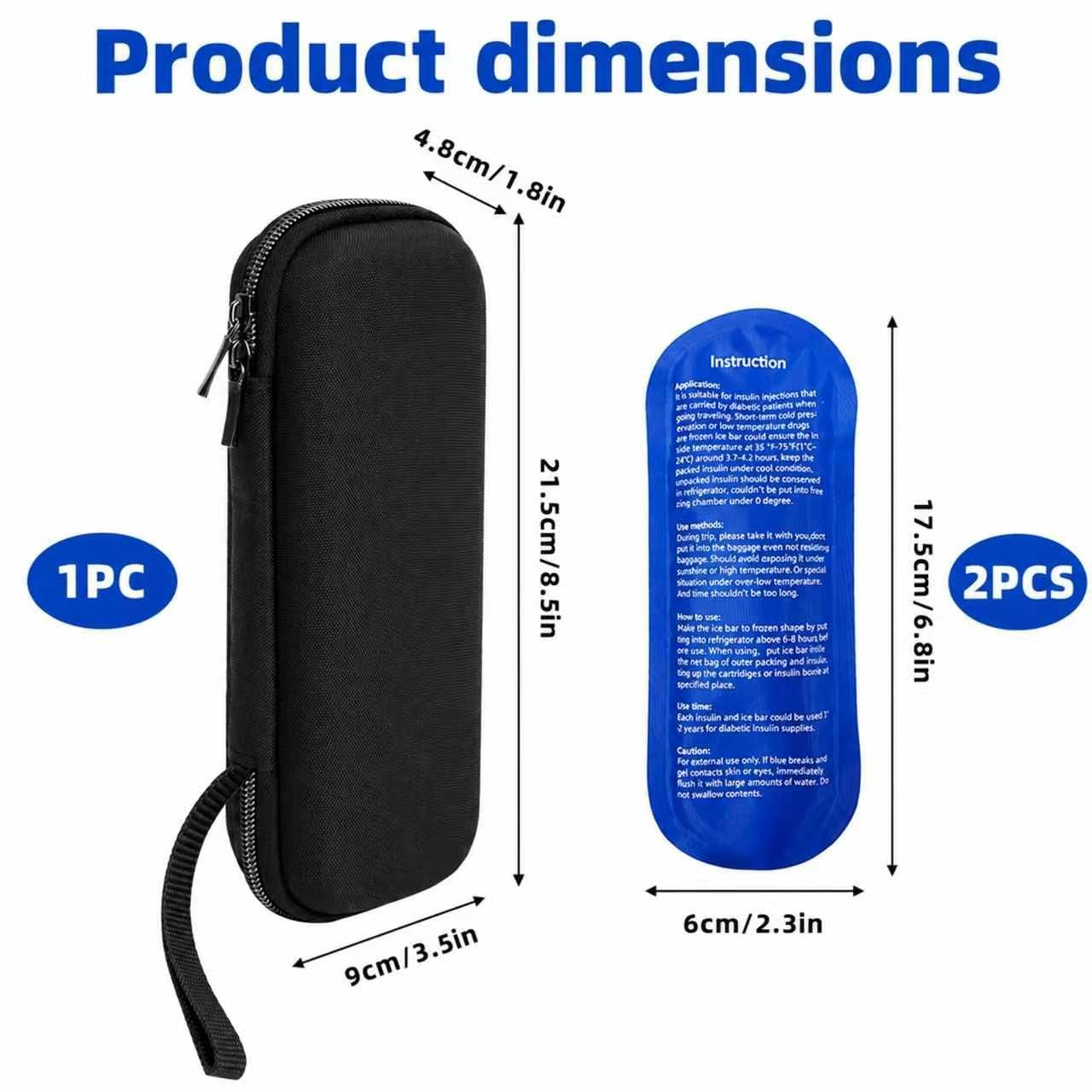 Pochette Isotherme Insuline,Trousse Sac Medicament Voyage avec 2Pcs Sac De Glace Réutilisable en Gel,Sac pour Diabétique,Trousse Sac Medicament Voyage pour Garder Médicaments Au Froid(Noir)