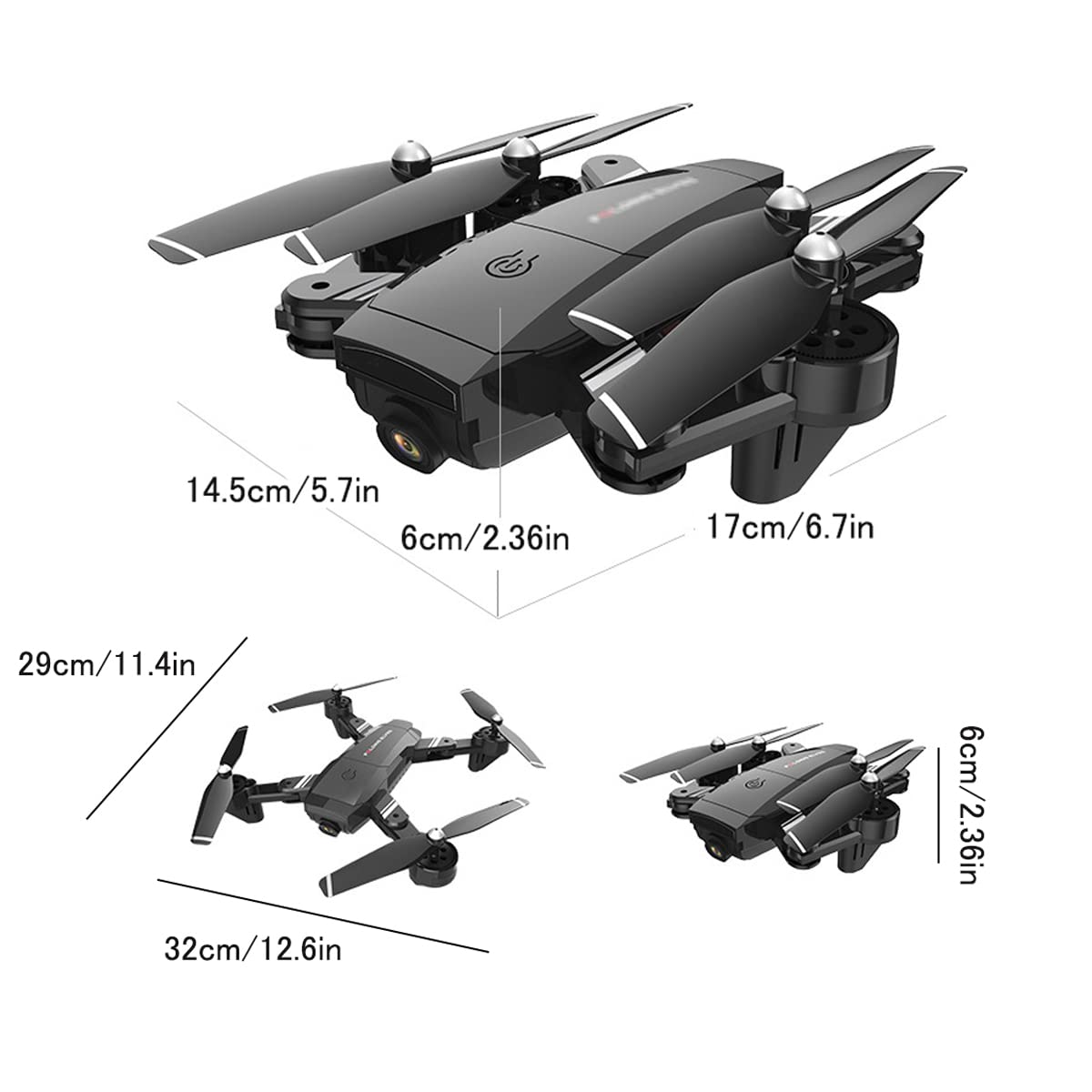 Drone con fotocamera 1080P HD, mini drone RC pieghevole per regalo per bambini Quadcopter tascabile portatile, regolazione della velocità di avvio con una chiave, capovolgimenti 3D, luce a LE