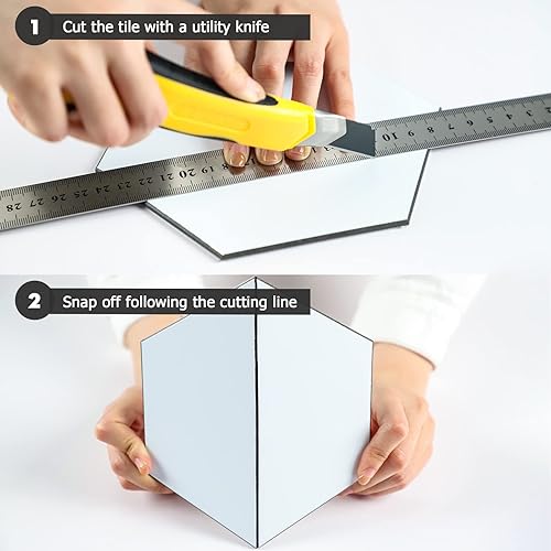 Miniatura 6 de Protector contra salpicaduras hexagonal blanco de despegar y pegar - Azulejo de pared de cerámica sintética, compuesto de aluminio tipo panal