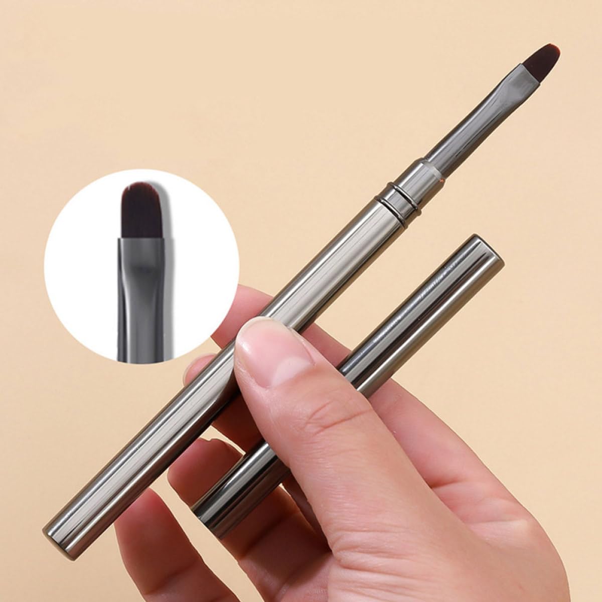 FUOYLOO Pennelli per Nail Art e Setole in Nylon, Facili da Usare e Resistenti 2 Pezzi Manico in Alluminio per Manicure Professionale e Decorazioni Unghie