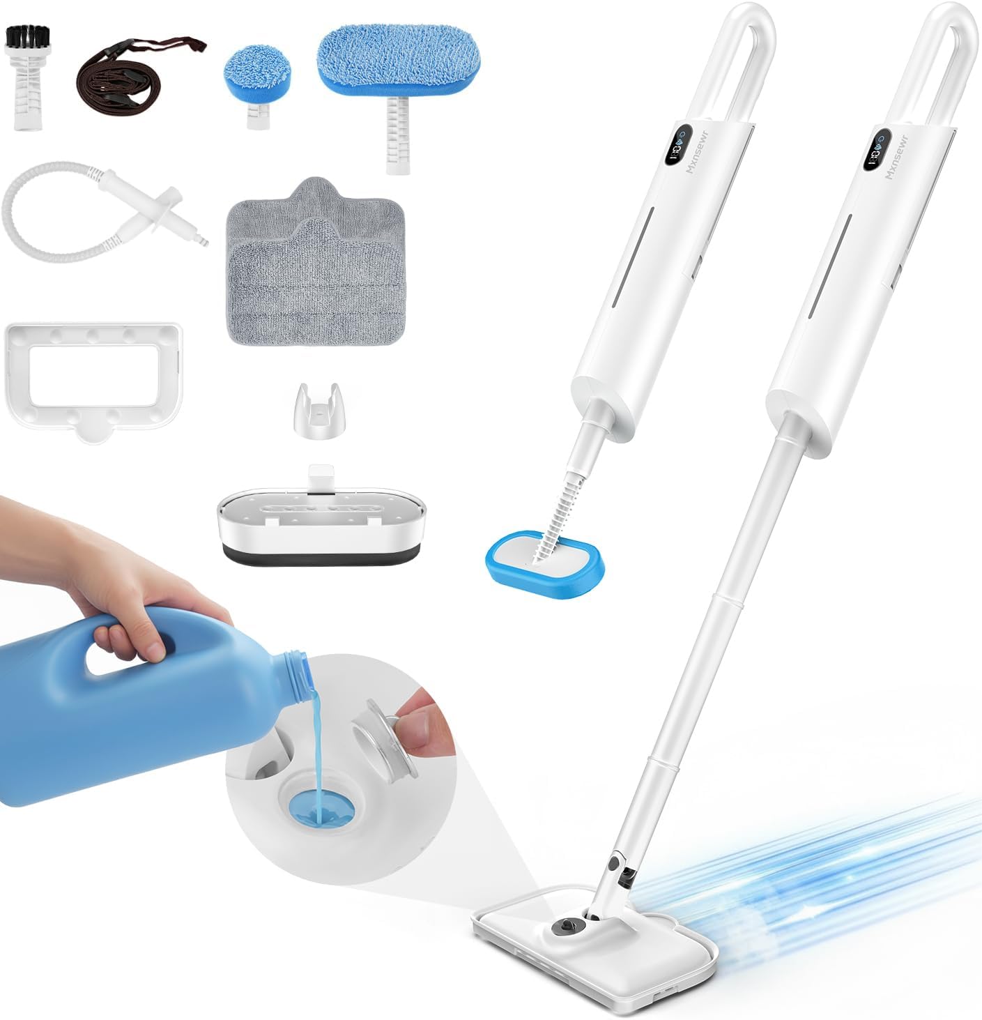 Steam Mop All-in-one for Floor Cleaning, MultiPurpose Steam Cleaner for Home with 13 Accessories, Detachable Handheld Floor Steamer with Scent Container and strap for Hardwood,Tiles,Cloths and Carpet
