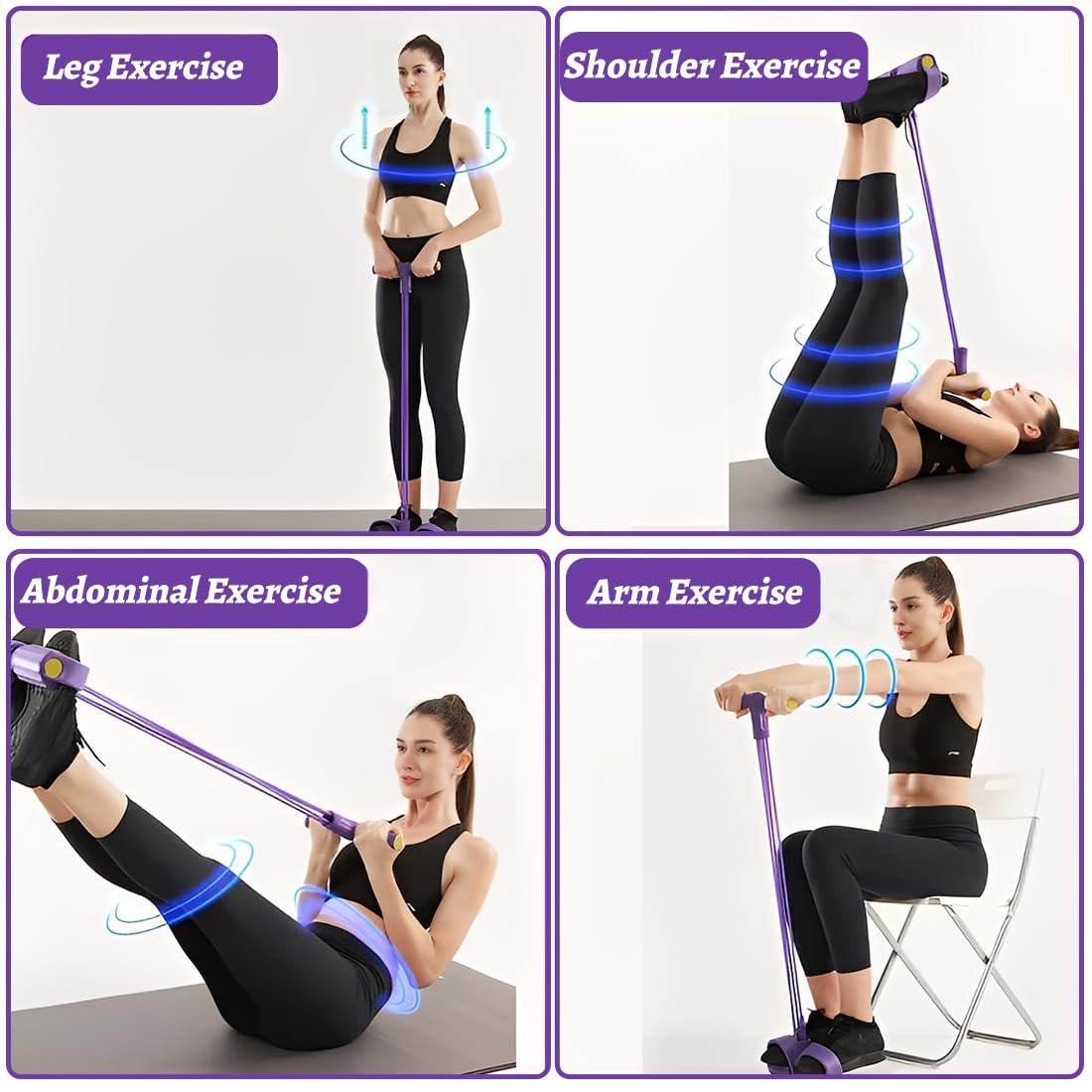 Fascia di Resistenza Fitness, Corda Elastica a 6 Tubi per e Stretching, attrezzo per addominali,per Addominali, Vita e Allenamento a Casa