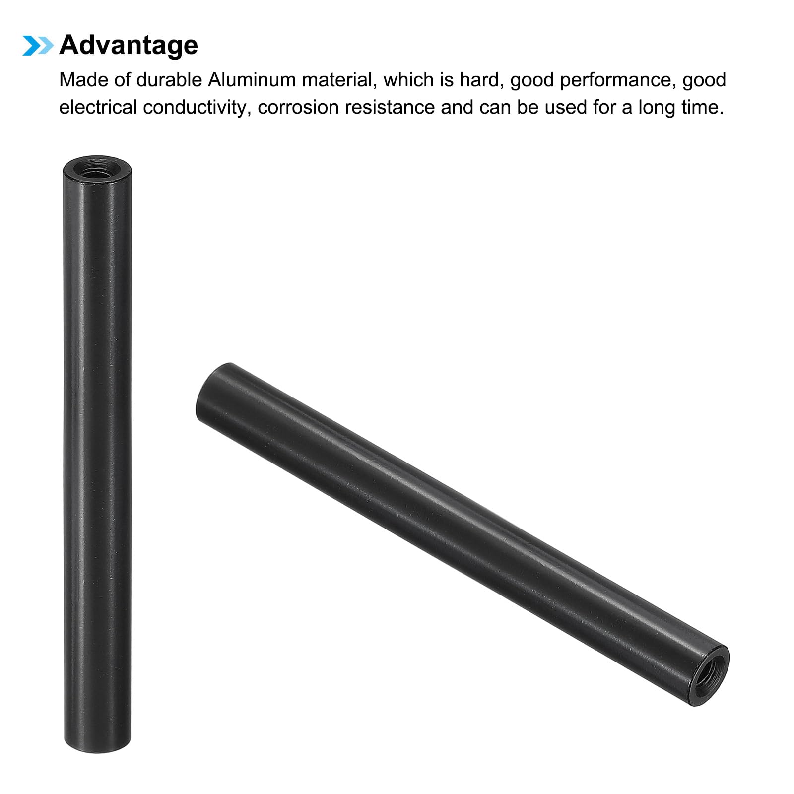 PATIKIL 2pcs M3 Metal Threaded Standoff Spacer Nuts, Round Aluminum Spacers Female Coupling Screws, 1/8" ID x 1/4" OD, Black 3x6x55mm - Image 4