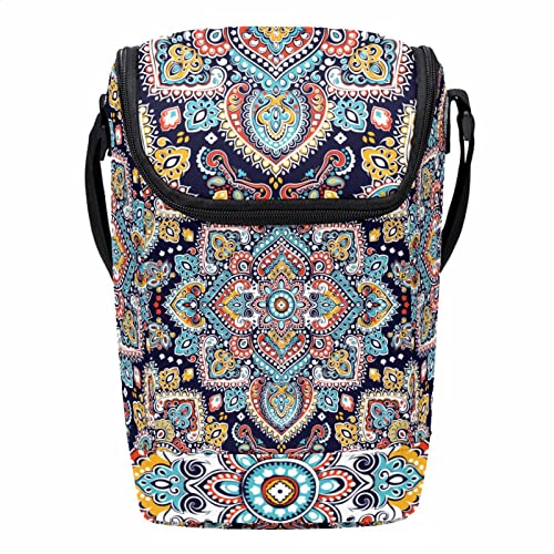 Lonchera grande de mandala indio con correa ajustable para el hombro 2