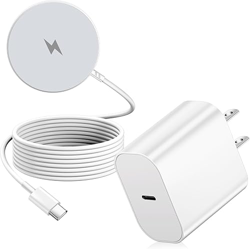 Cargador inalámbrico magnético para iPhone, cargador inalámbrico Mag seguro cargador magnético Bloque de carga USB C y cargadores magnéticos