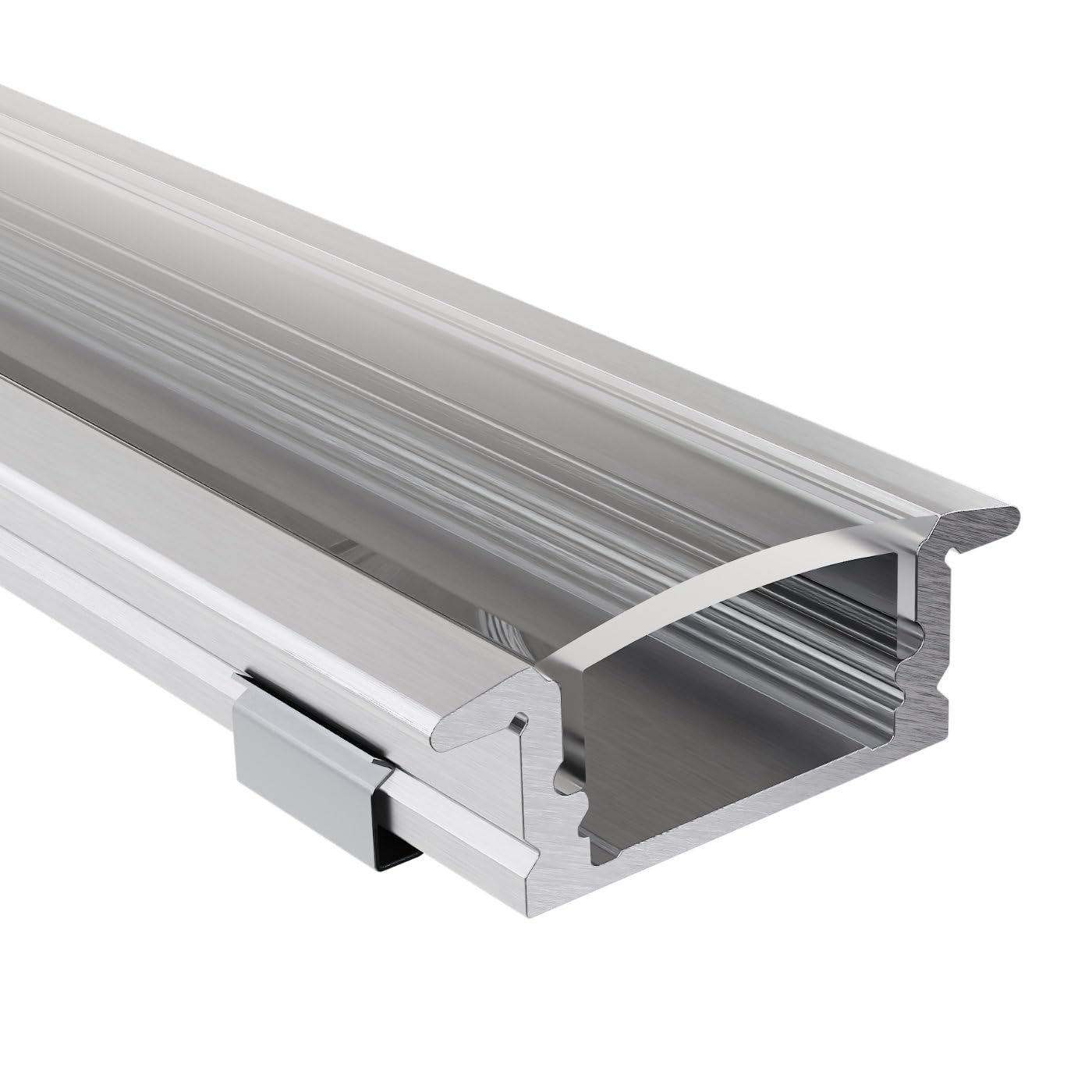 Anodowany profil aluminiowy LED, 150 cm, profil do zabudowy, przezroczysta osłona, do taśm LED 16 mm, kompatybilny z Philips Hue, 1,5 m, Ems