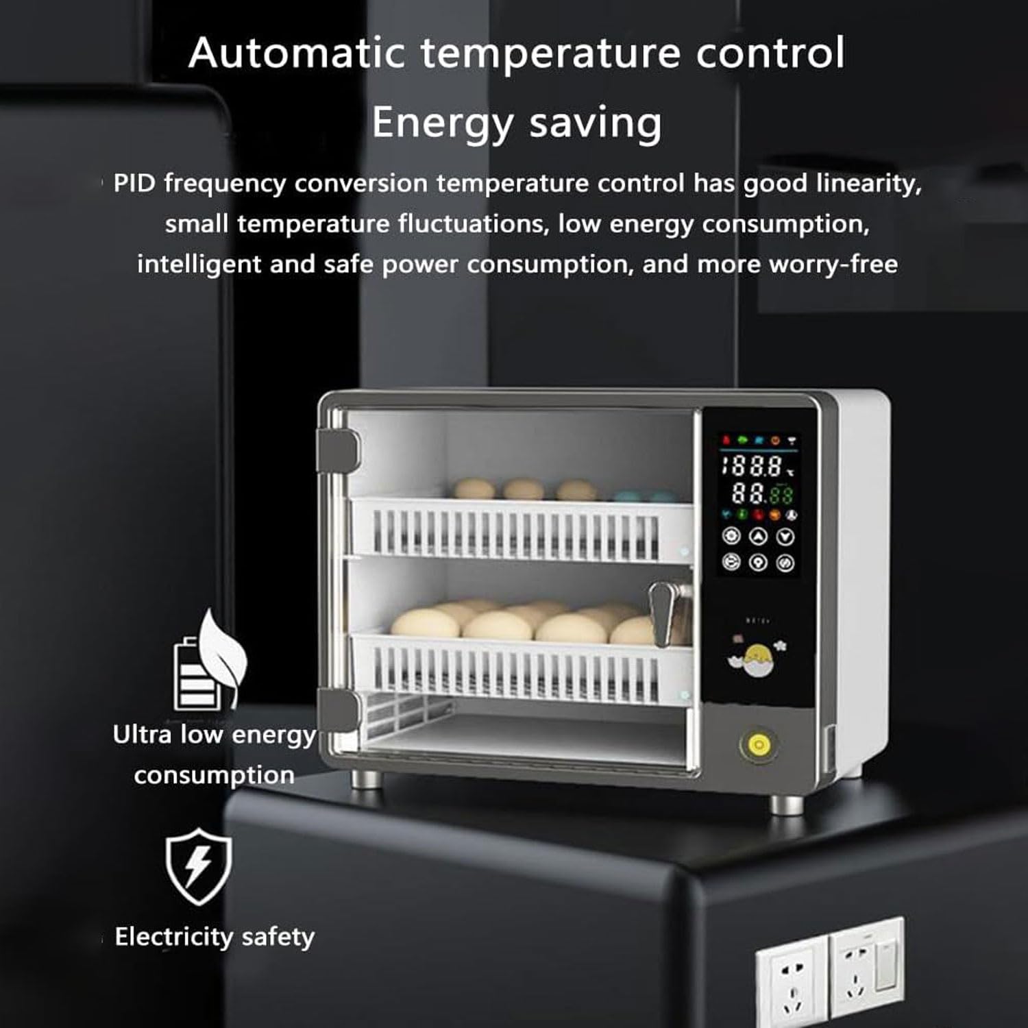 Incubadora digital de huevos con control de temperatura y humedad, pantalla táctil, giro automático, ideal para huevos de gallina y pato, perfecta para la agricultura doméstica