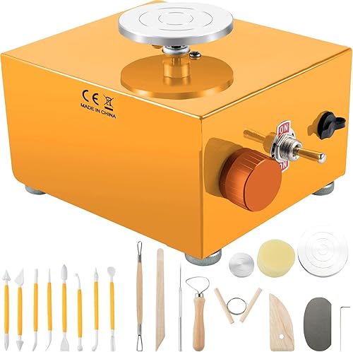 Kit de escultura eléctrica de rueda de cerámica de velocidad ajustable con 3 bandejas giratorias y 16 herramientas, ideal para trabajos artísticos,