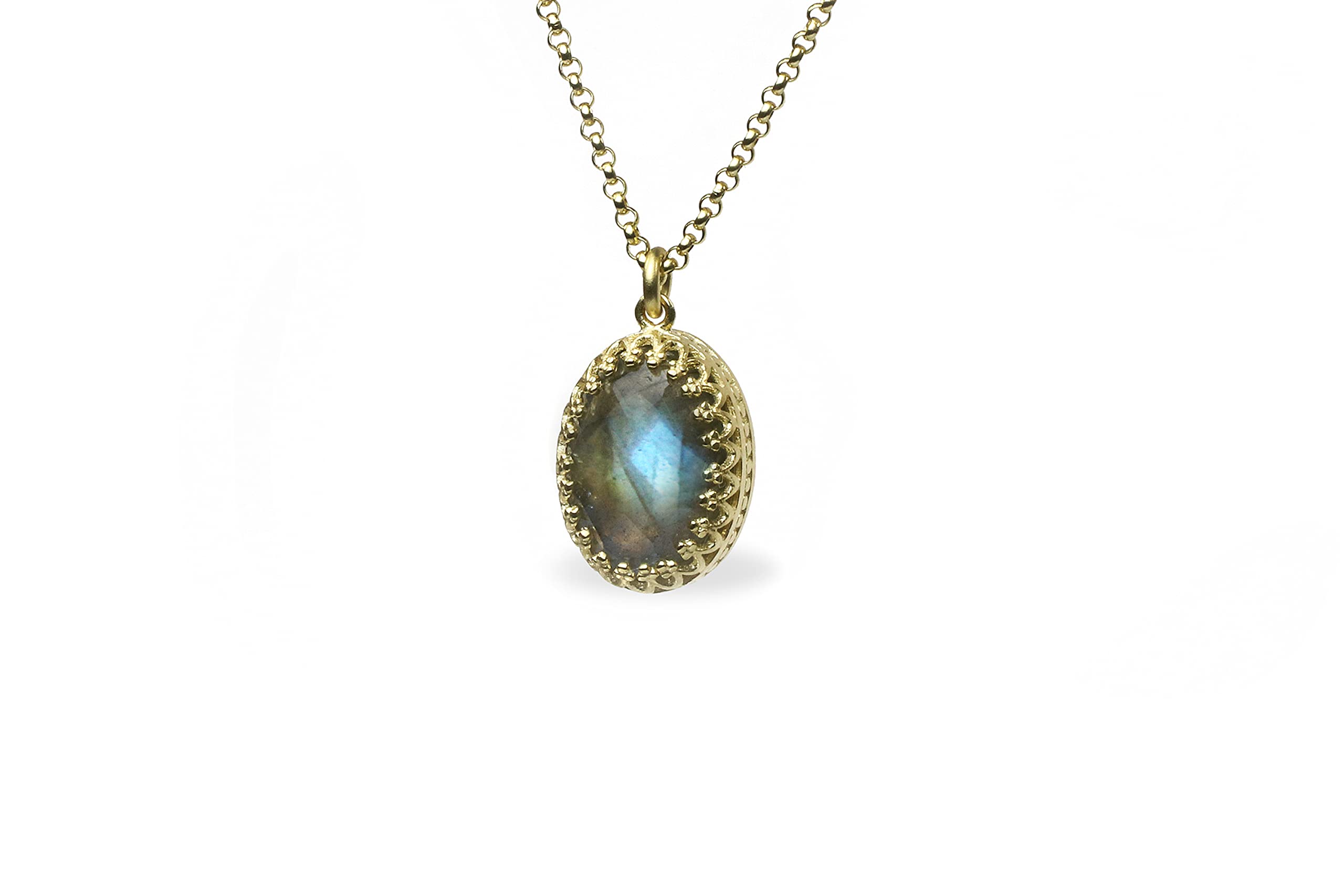 Faszinierende Labradorit-Halskette in Gold - Zierlicher Anhänger Heilkristall-Halskette - Einzigartiger Individueller Edelsteinschmuck, alltägliche Halskette, Handgefertigte Halskette für Damen