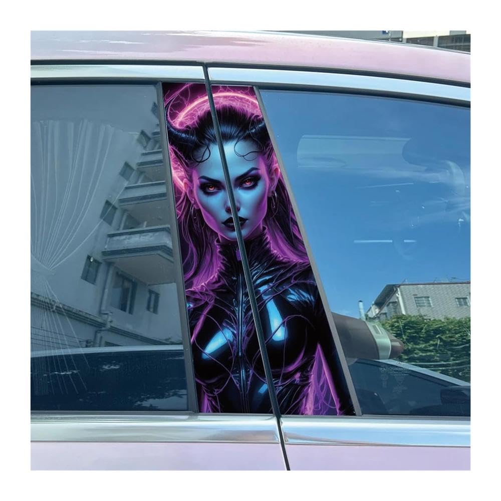 Body Parts 2pcs Car Center Pillar Sticker Tattoo Sister Auto B-Pillar Waterproof Protective Film(I)