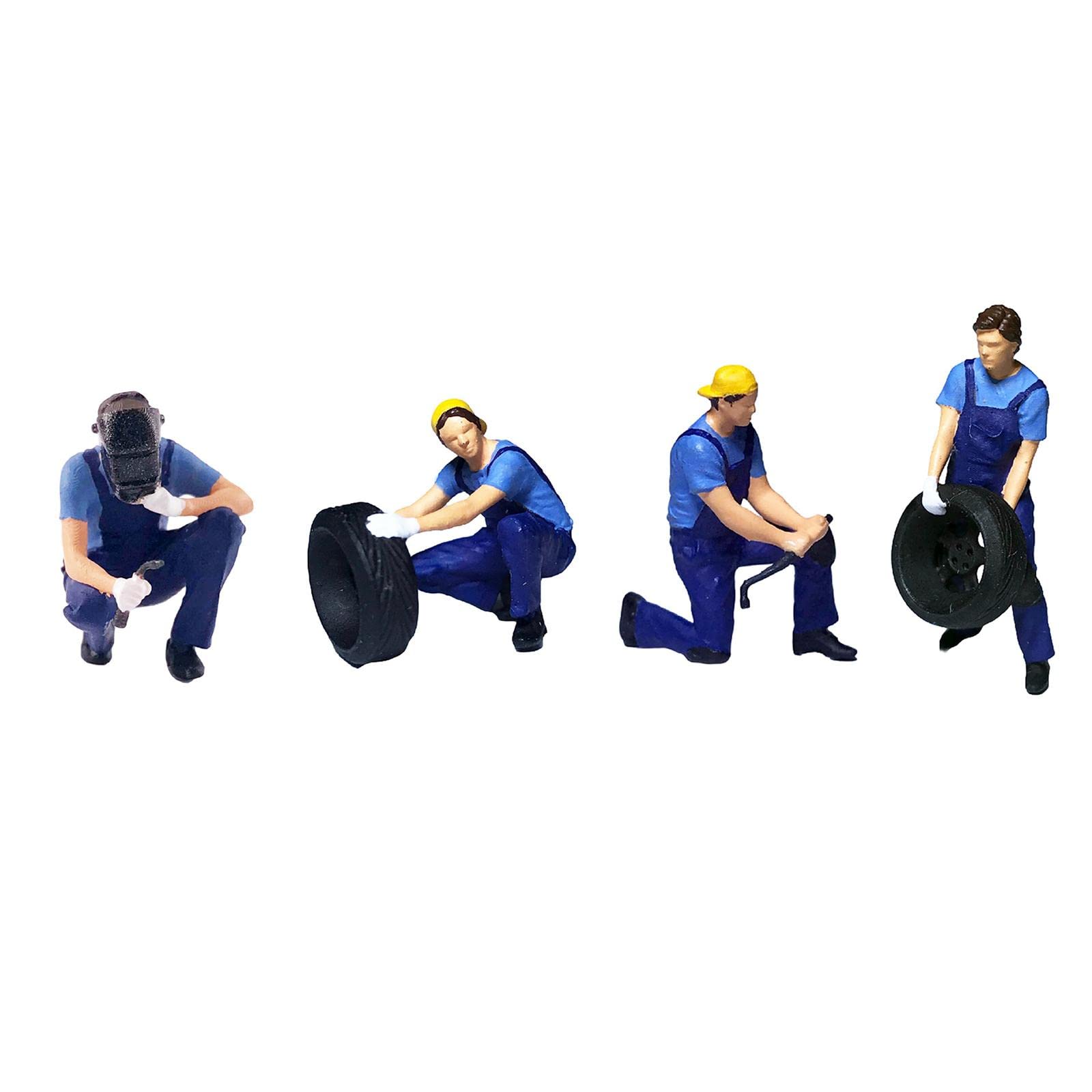 Juego de 3 figuras de resina 1/64 Tiny People modelo de coche figuras de juego de rol decoración azul B, 4 personas