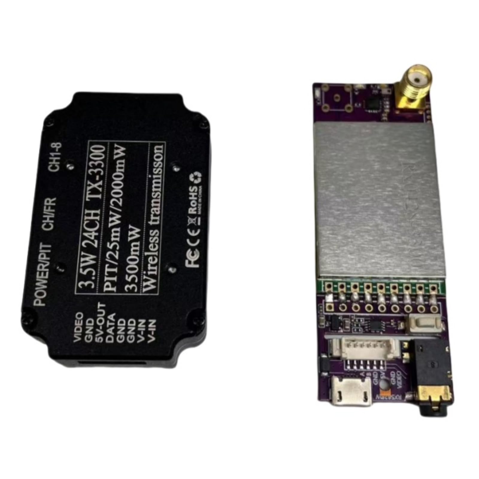 3,3 GHz FPV-Drohnen-Videoübertragungs-Kombination, 3,5 W Sender und 24-K-Empfänger, leicht, 37 g