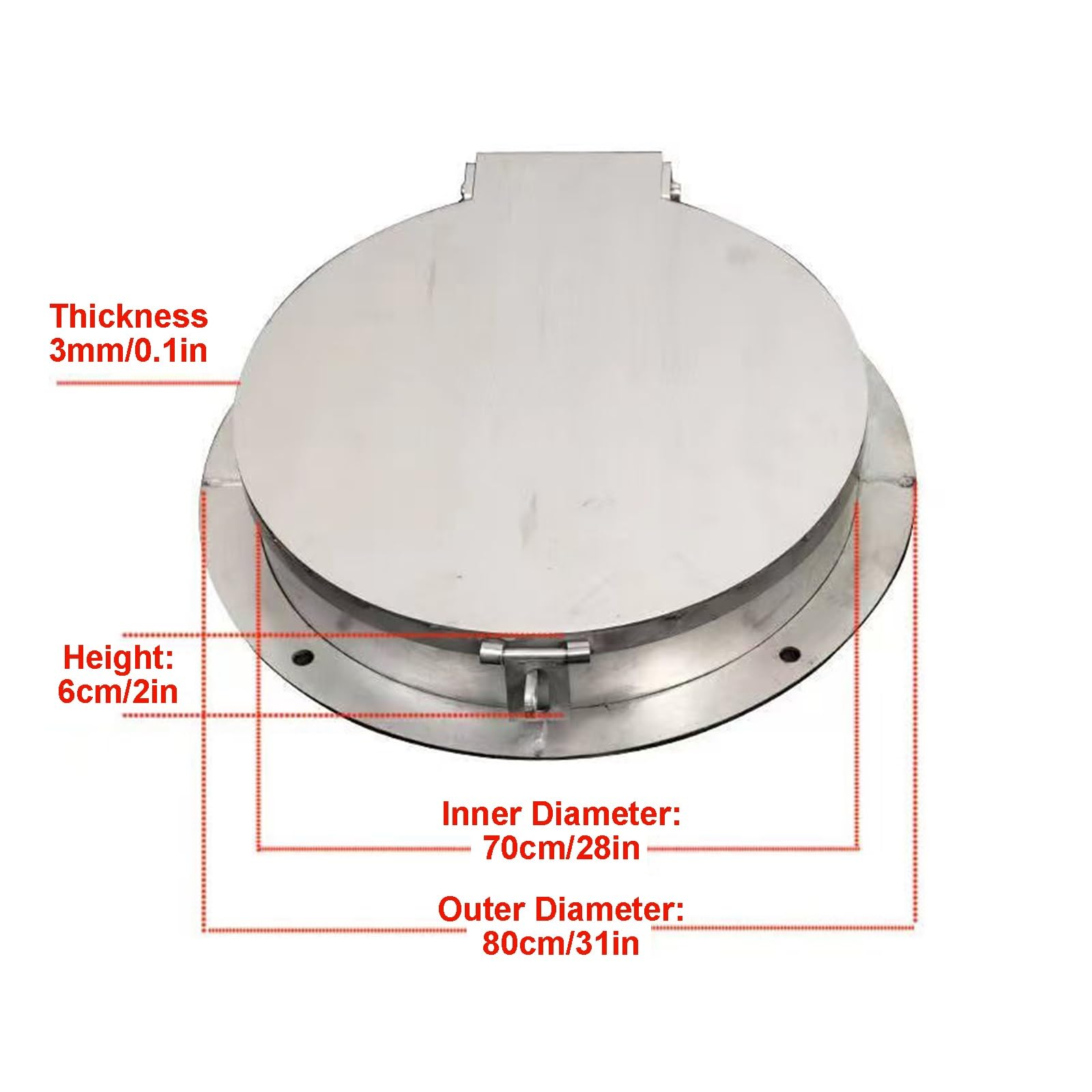 Cubierta redonda de alcantarilla y marco con cerradura para cámara de tratamiento de aguas residuales, accesorio múltiple para patio (70 cm)