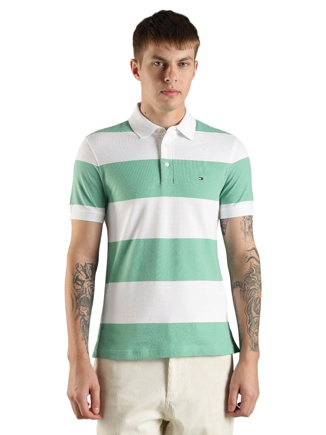 tommy hilfiger Striped Slim Fit Cotton Polo T-Shirt-picture-41
