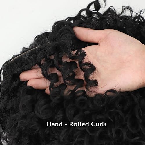 Miniatura 7 de XIUFAXIRUSI XIUFAXIRUSI Pelucas negras cortas y rizadas para mujeres negras, peluca afro rizada con flequillo lateral, peluca de pelo completo