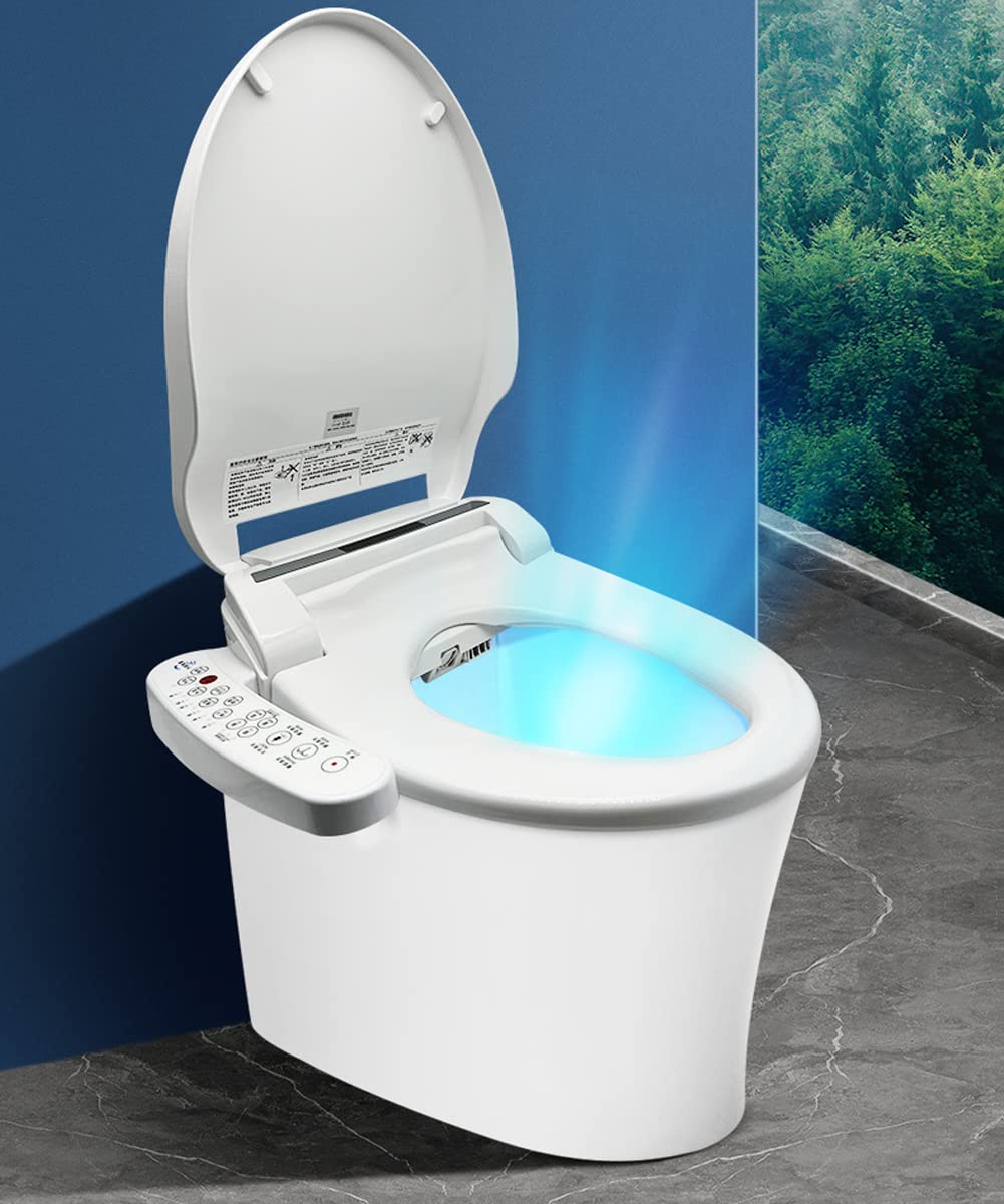 ZYTSHOP Elongated Smart Toilet Seat, Temperature Controlled Wash, Electronic Heated, Warm Air Dryer, Bidet Seat, Rear and Front Wash, LED Nightlight, Toilet Seat Slow Close