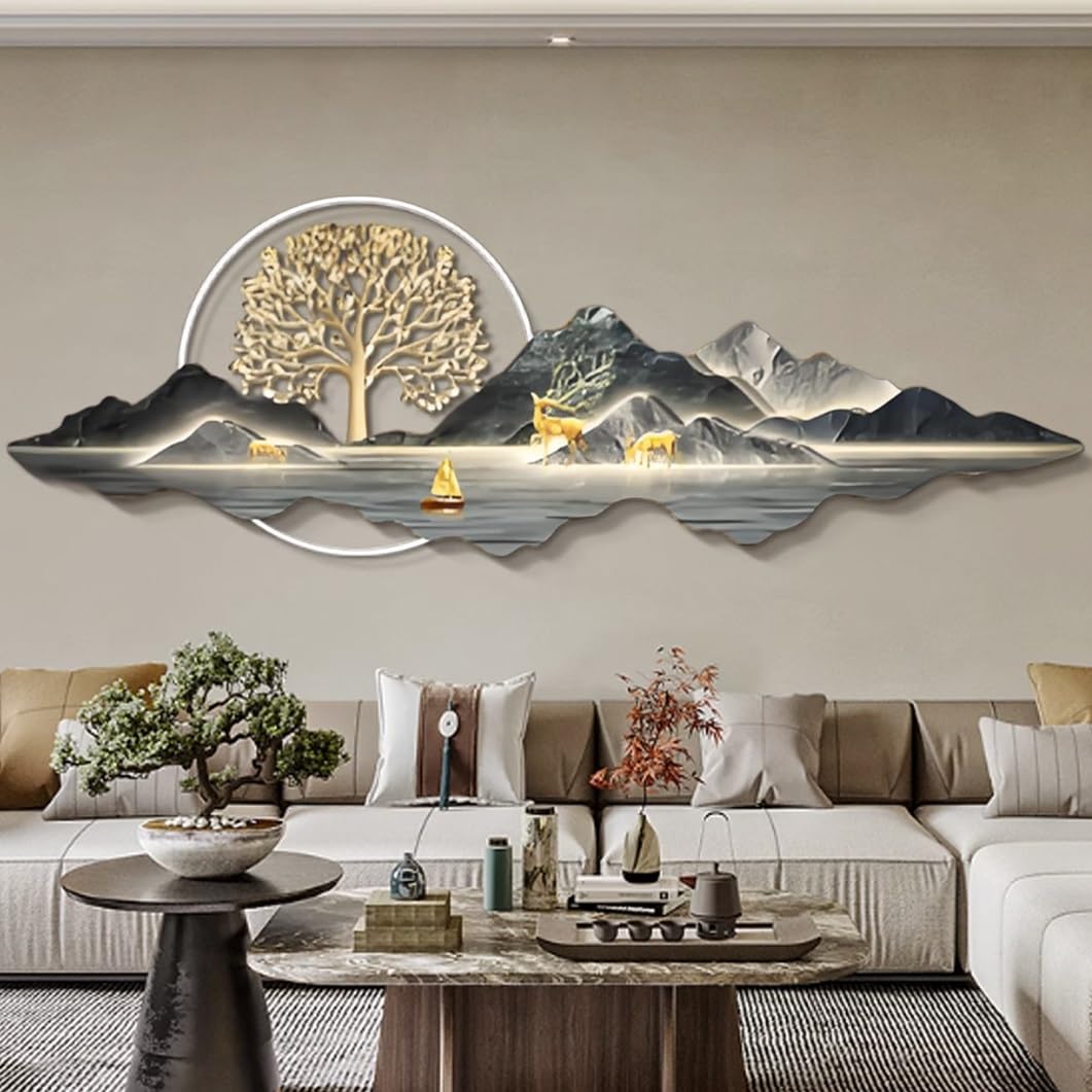 YVYKFZD Imitation 3D Wall Art Decor, LED Wall Decor, Chinese Walls