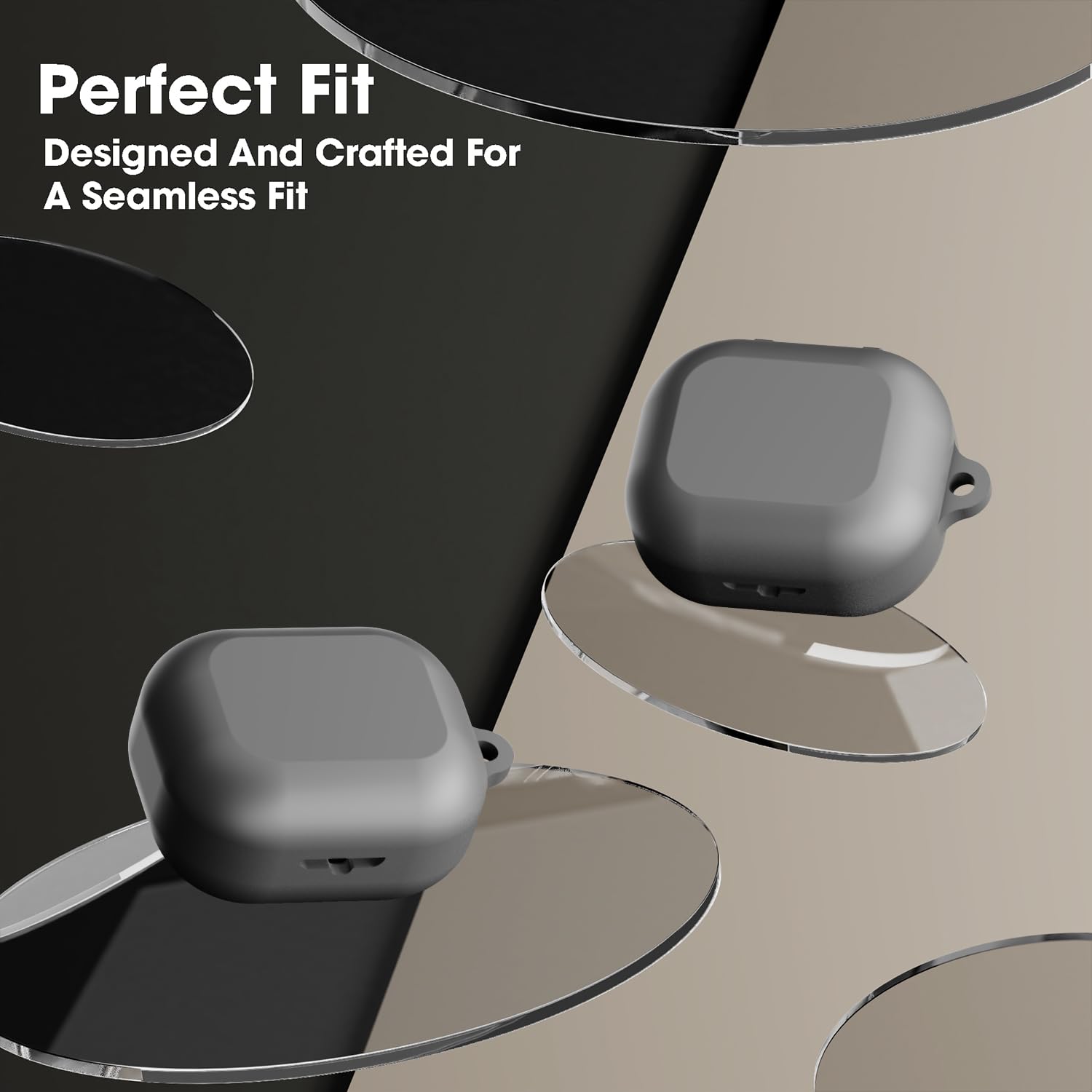 Sounce Silicone Case Cover for Noise Buds N1, Portable Non-Slip Grip & Scratch-Resistant Protector with Carabiner Clip Full Protection Water Resistant, Shockproof Cover - Grey — Amazon image 2