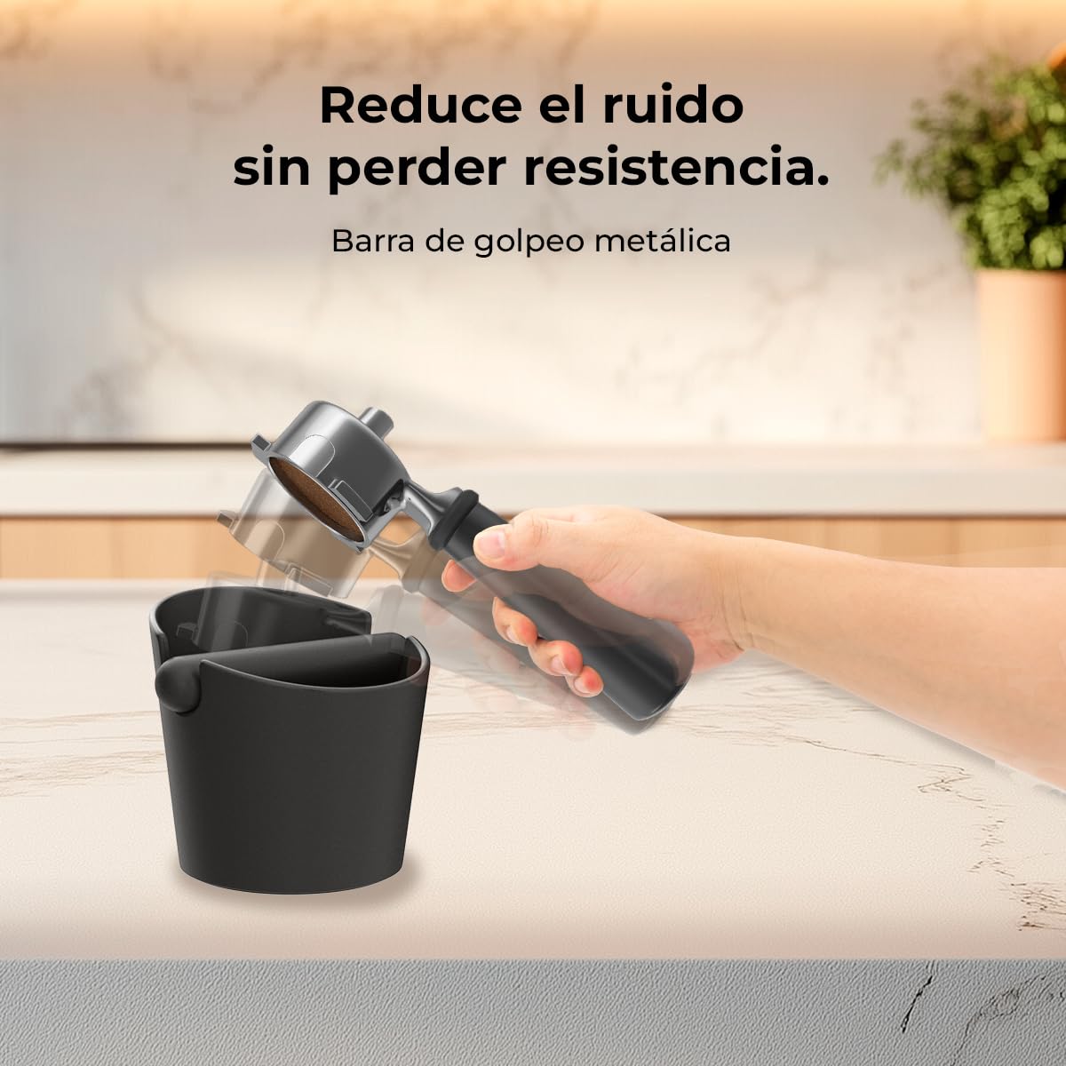 Cecotec Contenitore per fondi di caffè da 0,55 l Baristeo Throw&Away Mini. Compatto, dimensioni: 12,2 x 10 x 12,7 cm, design ergonomico, materiale ABS, barra di battuta metallica con gomma, base