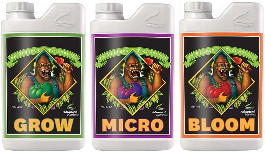 pH Perfect Grow, Micro, Bloom 4L, 3-Part Base Nutrient, 4 Liters Each