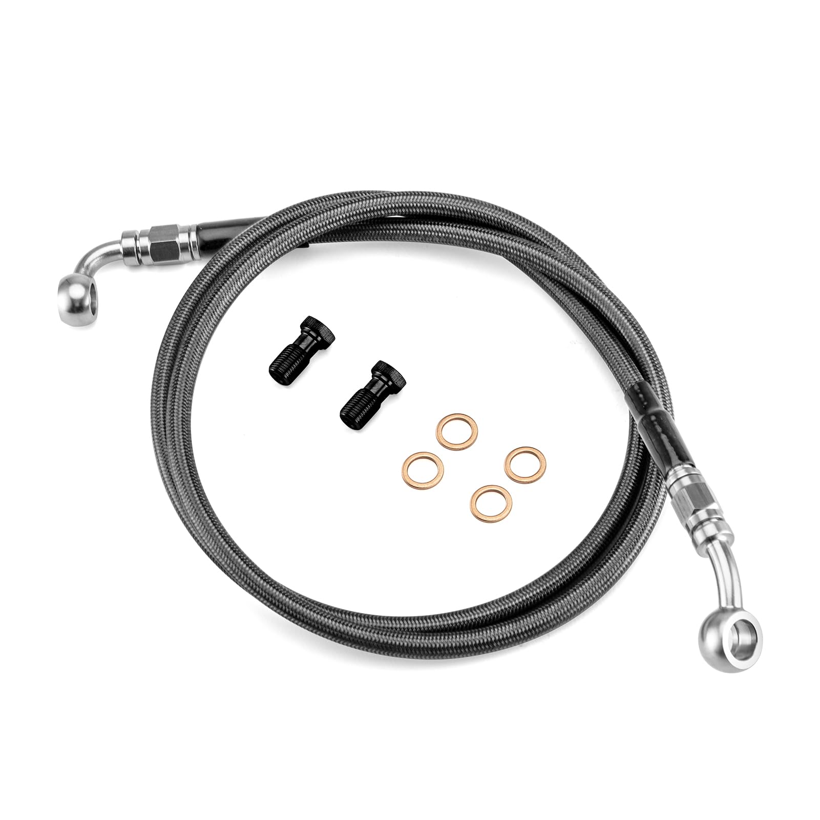 Mofun 44" Extended Length Hydraulic Front Brake Line Kit Non-ABS Stainless Steel Compatible with Harley Sportster XL883 N/L, XL1200X/T 2004-2022 For 8" 10" Handlebar, Black