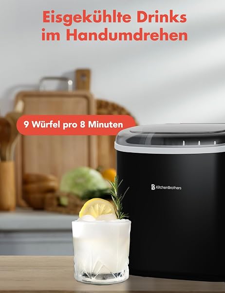 KitchenBrothers Eiswürfelmaschine Klein - Crushed Ice Maschine - Eiswürfel Maschine, Würfel - Ice Cube Maker - Eiswürfelbereiter - Ice Maker - Eiswürfelmaschinen - Ice Crusher - Eiscrusher - 3