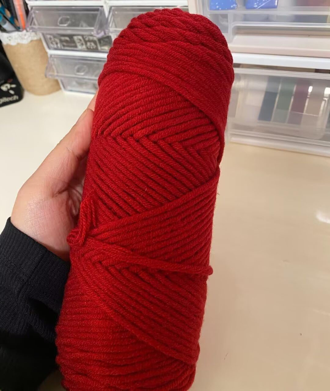 8-fädiges Garn zum Tuften und Stricken, Milchbaumwollgarn, 100-g-Garnknäuel, 3 mm dicker Faden, Acrylgarn für Tuftingpistole und Häkeln, Punch-Needle-Wollknäuel