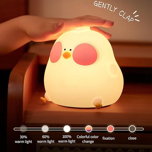 Miniatura 3 de Lámpara de noche de silicona para guardería, pequeña lámpara de mesa suave de pollo con recargable y regulable, sensor táctil de silicona, bonita