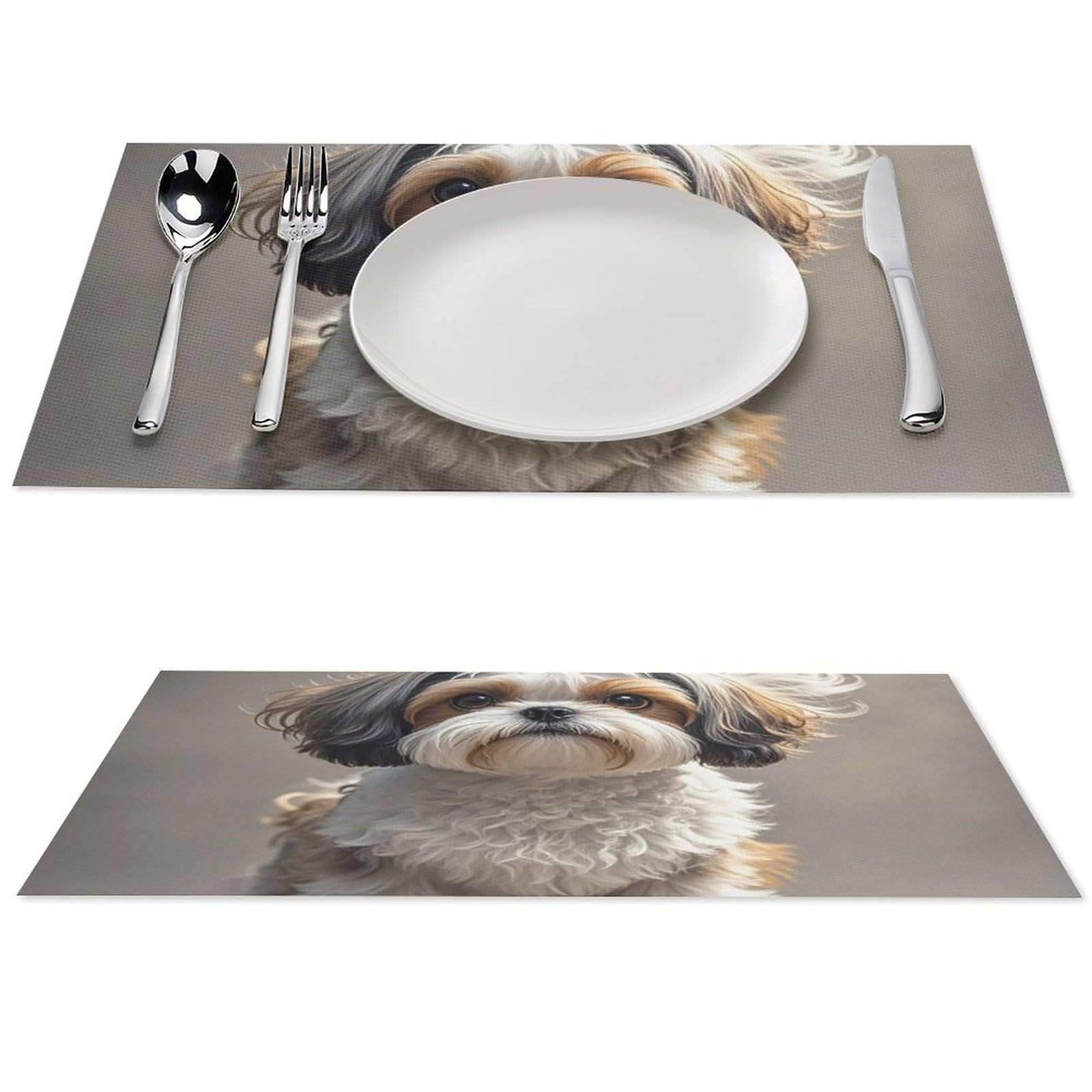 Set de table Shih Tzu en PVC lavable résistant à la chaleur lot de 6 pièces pour cuisine