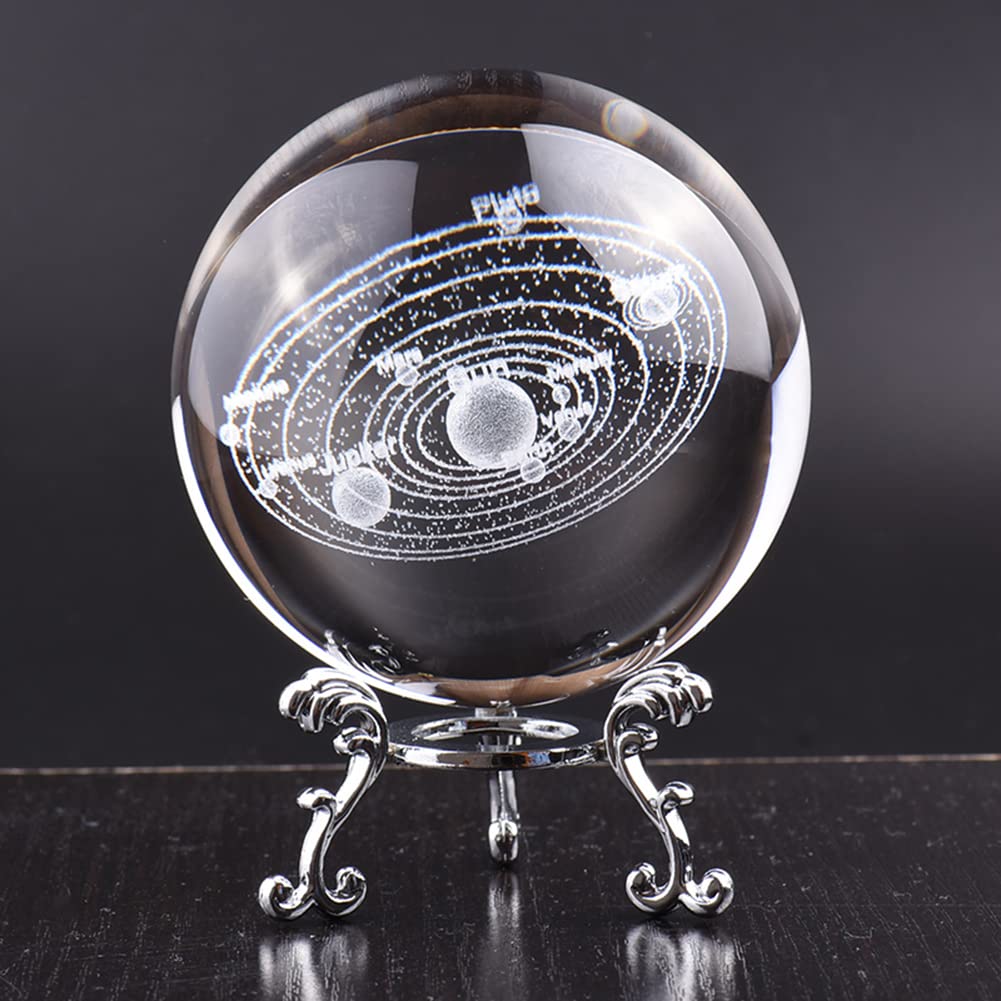 6CM Crystal Ball with Stands Solar System Crafts Glass Balls Gift Healing Sphere Photography Props Artificial Decorative Balls