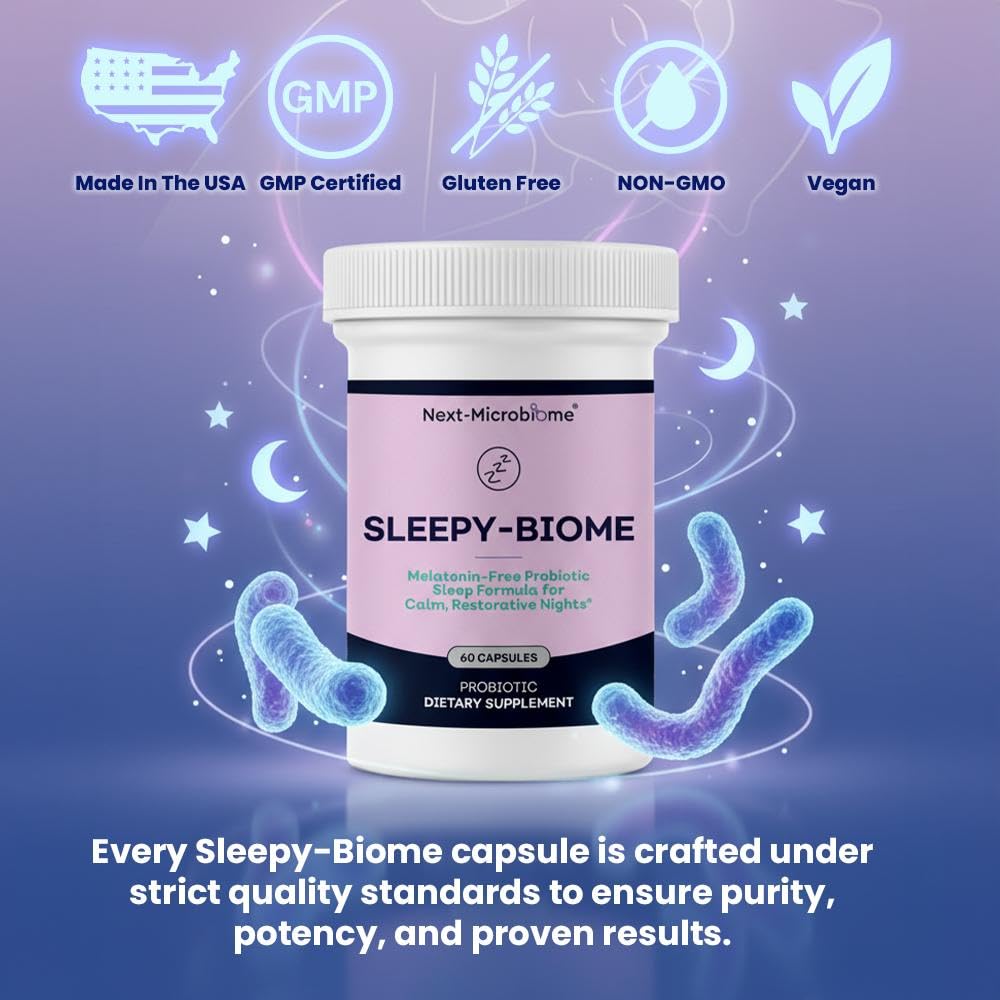 Sleep Supplement Without Melatonin – Sleepy-Biome Natural Sleep Aid for Calm, Restful Nights | Probiotic Gut-Brain Formula with GABA, L-Theanine, 5-HTP, Valerian & Ashwagandha (60 Capsules) — Amazon image 7