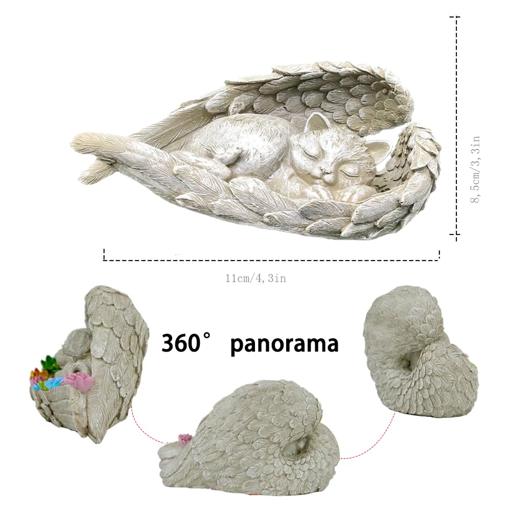 Statua Gatto Angelo In Resina - Decorazione Giardino Per Ricordo Animali Domestici, 11x8x4cm - Foto 10