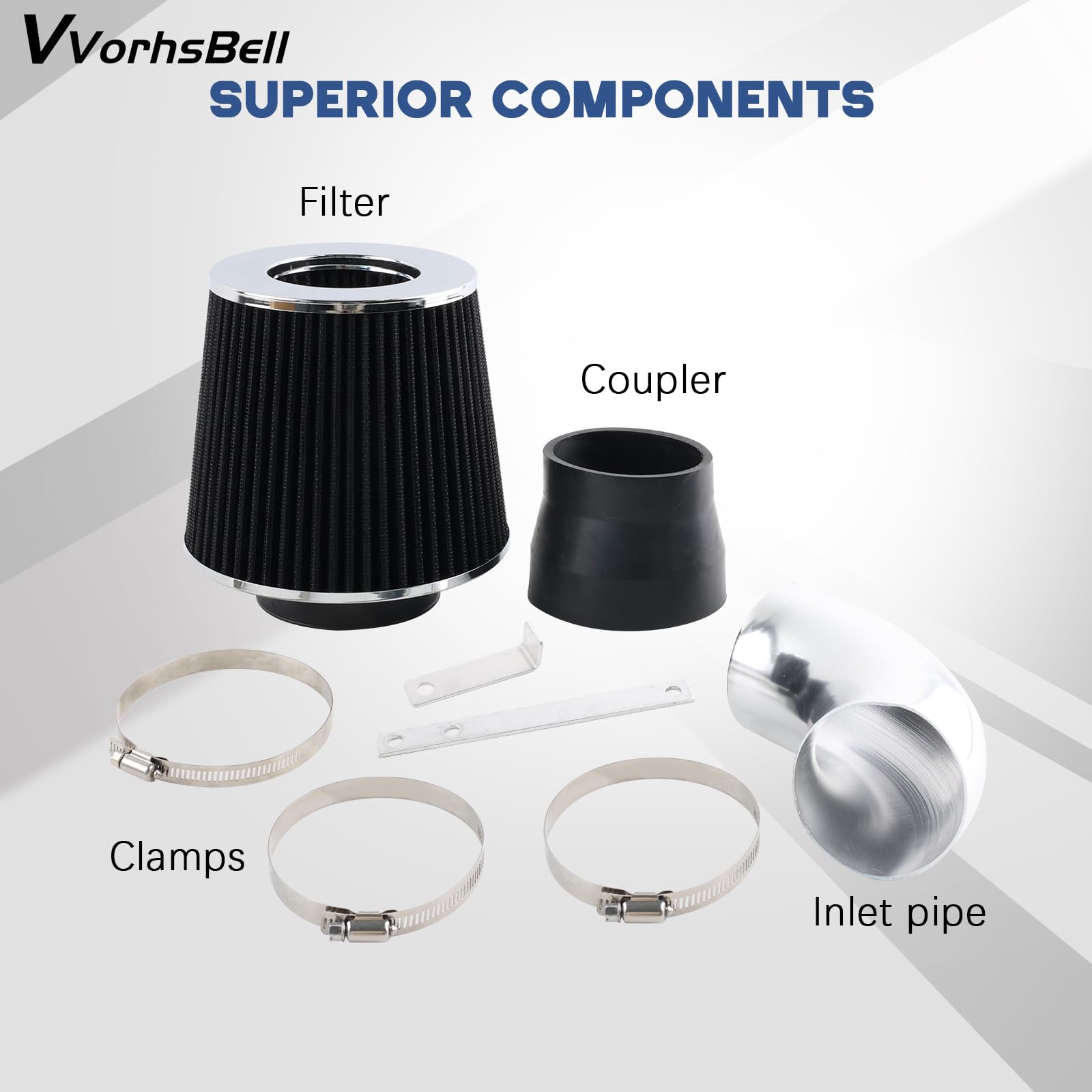 Kit de admisión de aire corto Ram compatible con BMW E46 323i 325i 328i 330i M54 I6 1999-2005 Motor Filtro de aire lavable, aumento de potencia