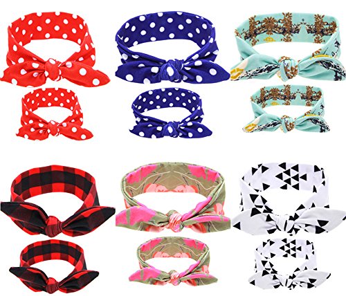 Gellwhu 12PCS Baby and Mom Headbands Bow and Knot Hair Bands Elastic Headwear