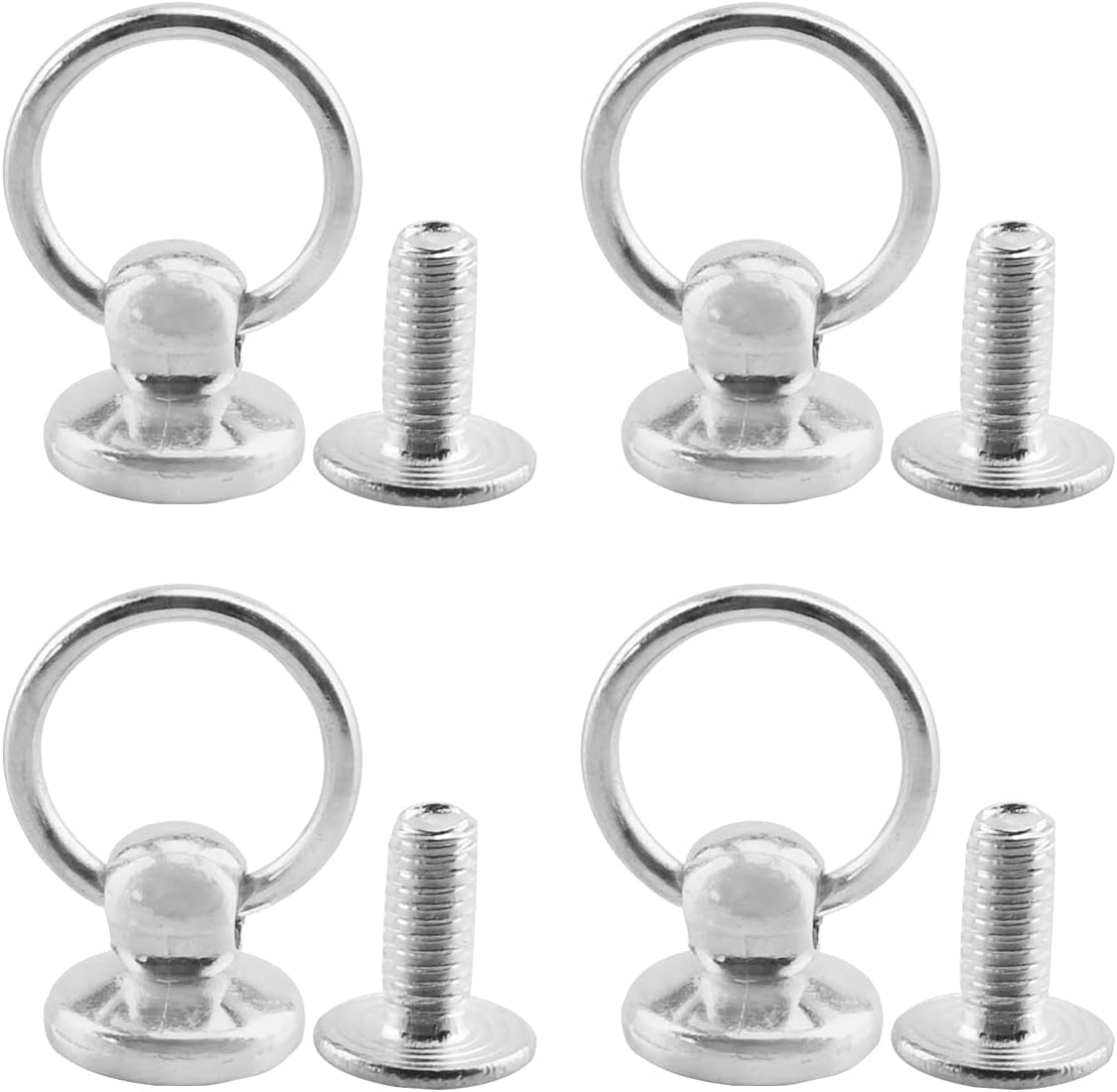 Button Studs Rivets 30PCS 10x6mmScrewback Round Head Leather Rivet with Pull Ring Leather Craft O Ring Screw Rivets Metal Handmade DIY Leather Crafts Accessory Nail Heads (Gold Silver)