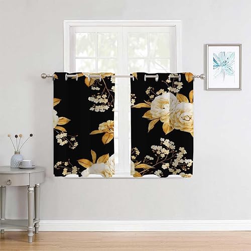 Miniatura 2 de Cortinas para Habitacion Blackout Negro Bohochic con ojales cortos para puerta Cortina, Cortinas para Cuartos Separar 110 pulgadas de ancho por 96