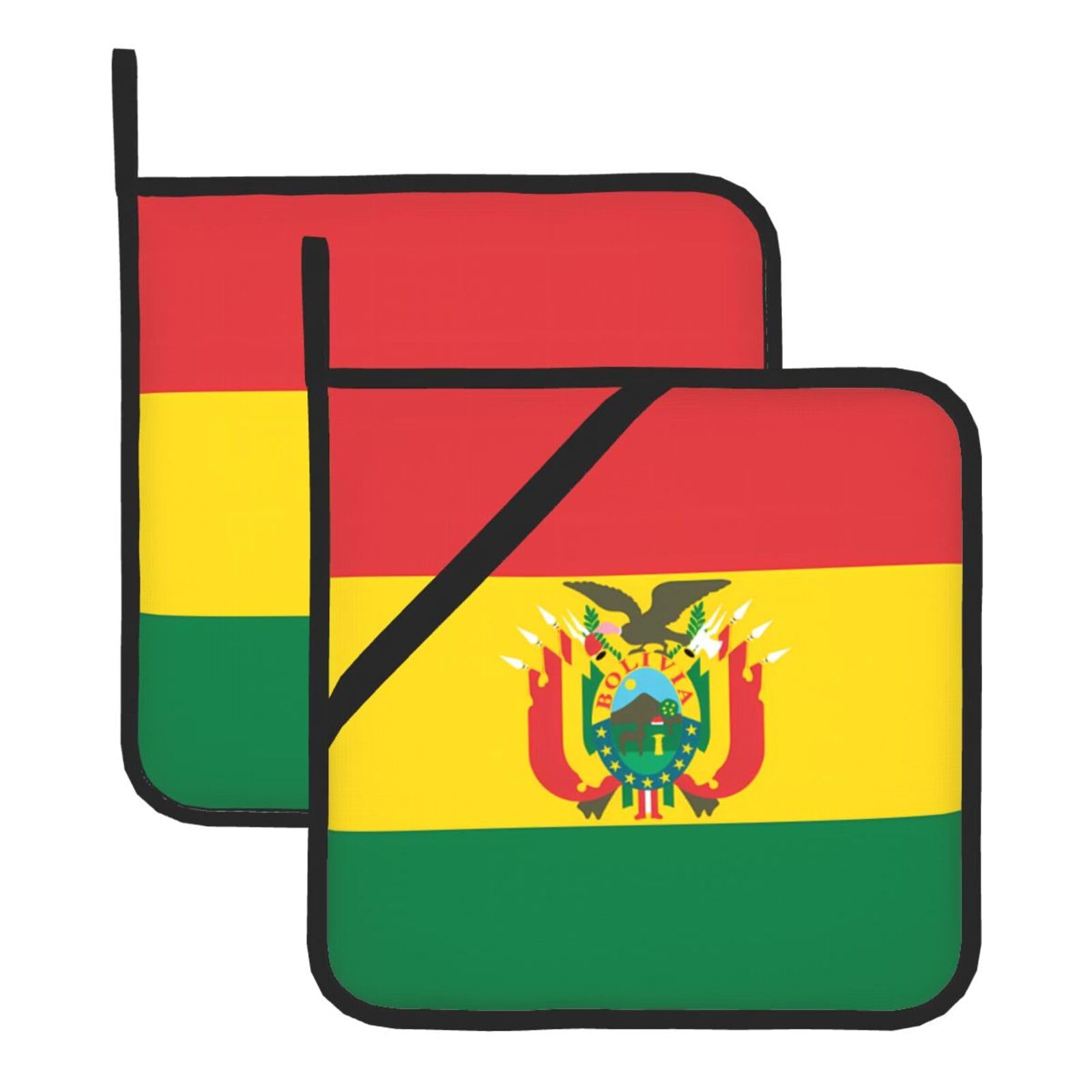 Flag of Bolivia Square Heat Resistant Trivet Set Thick and Durable for Baking Barbecue Cookware Oven