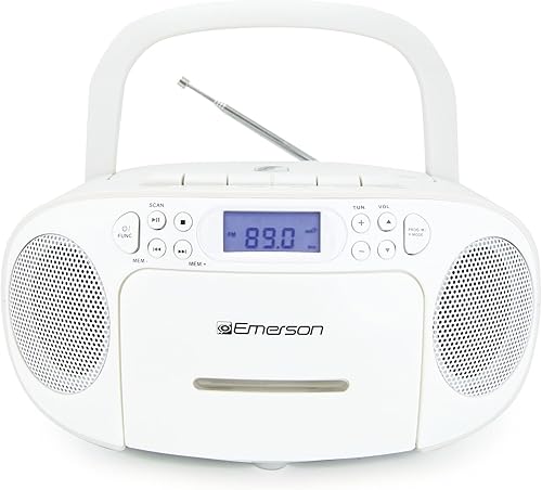 Miniatura 11 de Emerson Boombox reproductor de CD portátil con reproductor de cassette, grabadora de cinta, radio AM/FM, AUX, conector para auriculares, altavoces