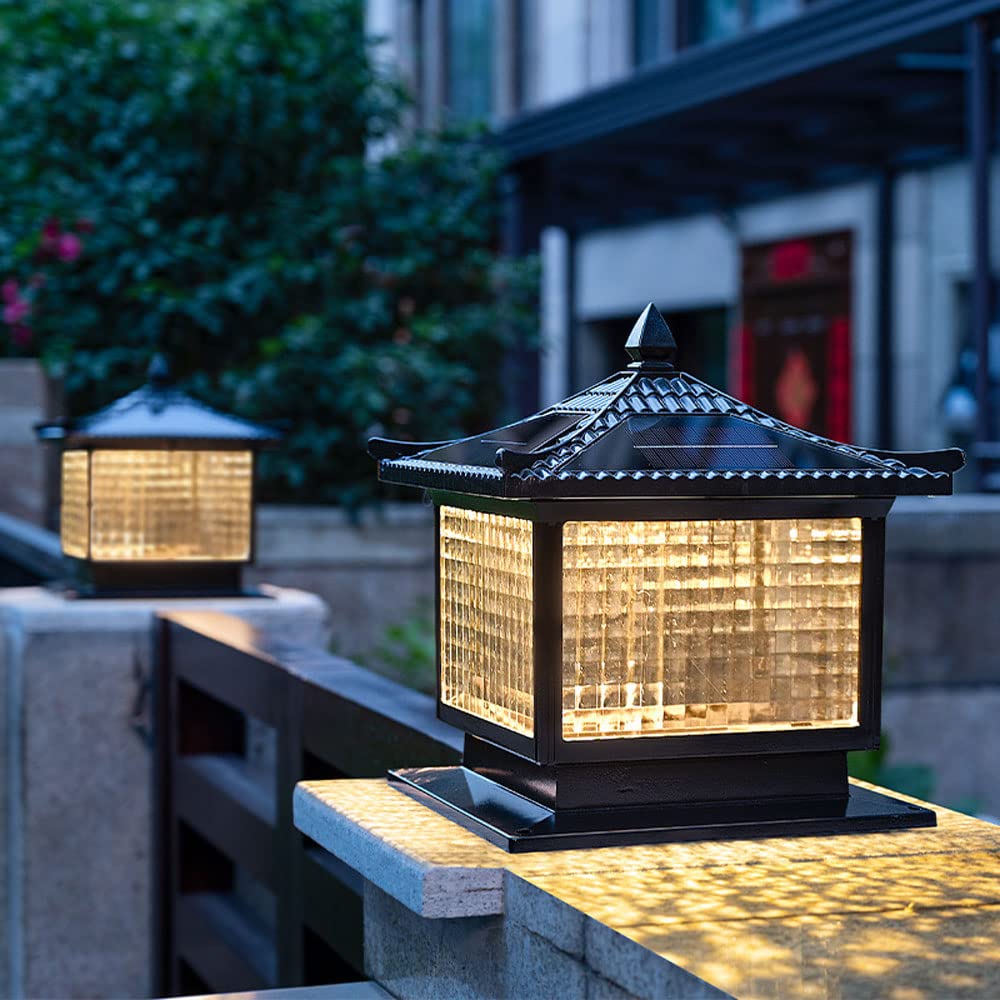 Solarna lampa kolumnowa z podstawą E26, wodoodporne szkło aluminiowe, styl retro, do willi, ogrodu, bramy balkonowej