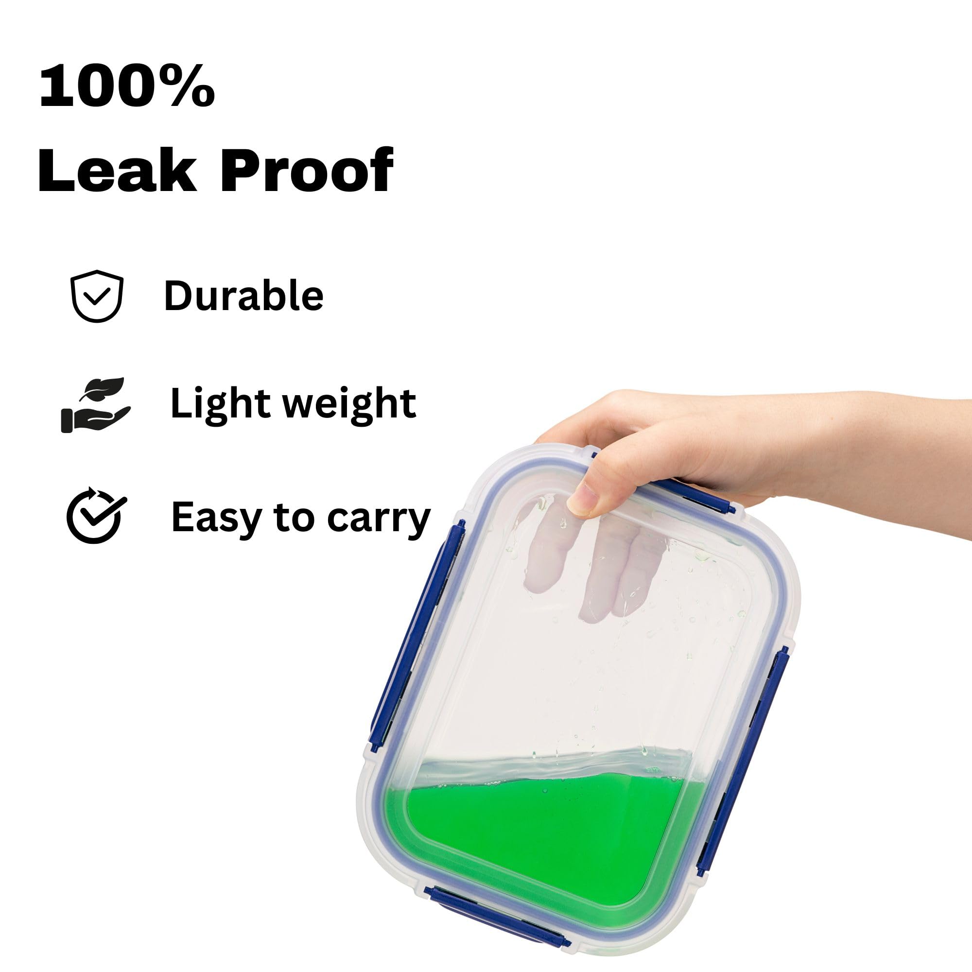 Set di 12 contenitori per alimenti in vetro con coperchi ermetici, con coperchi senza BPA, adatti a microonde, forno, congelatore e lavastoviglie, blu