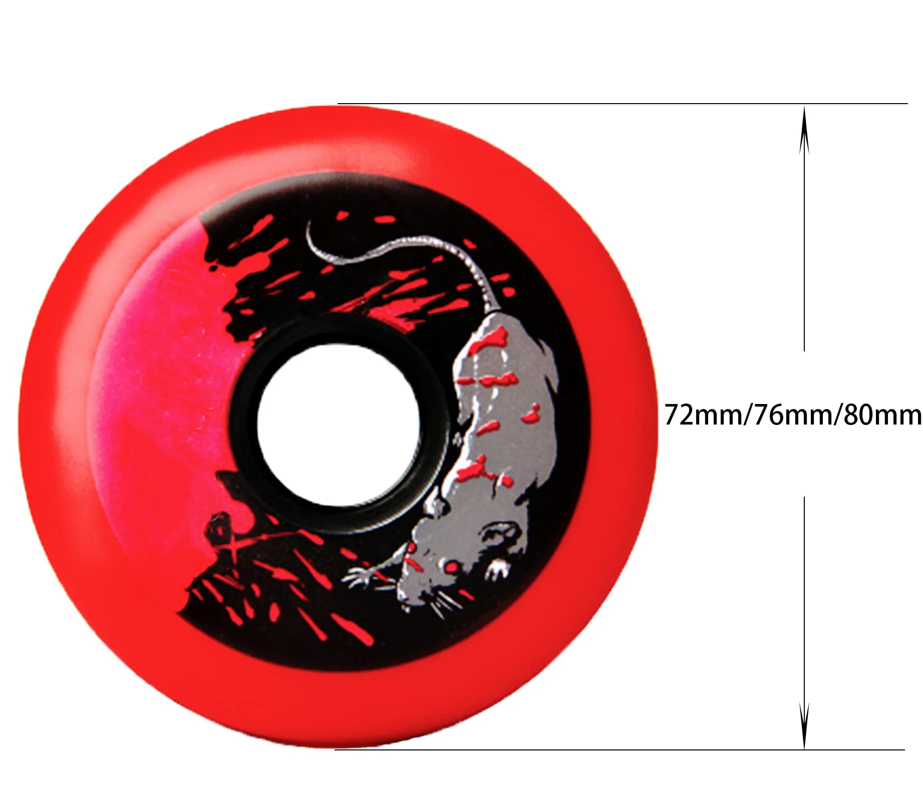 Generico Ruote per Pattinaggio A Rotelle Ruote di Ricambio per Skate in Linea Pattinaggioskating, 72 mm/ 76 mm/ 80 mm, Senza Cuscinetti, Confezione da 8, Rosso, 76 mm