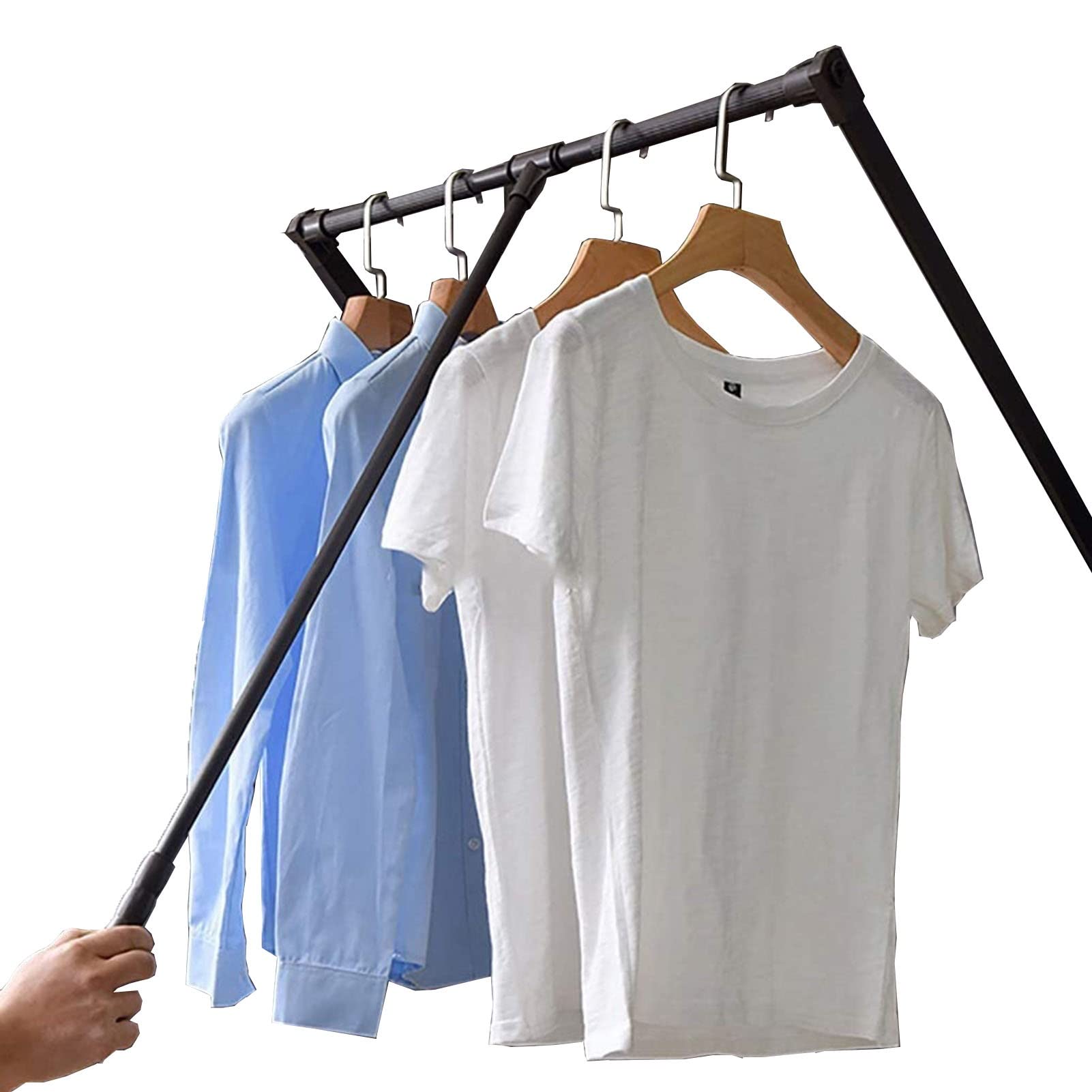 HTTGDGDH Extendable Pull Down Hanger Rod, Adjustable Clothes Rack For Closet, Soft Return Hanger Rail, Width 45-115Cm, Perfect For Organizing Clothes And Maximizing Space,83-115cm