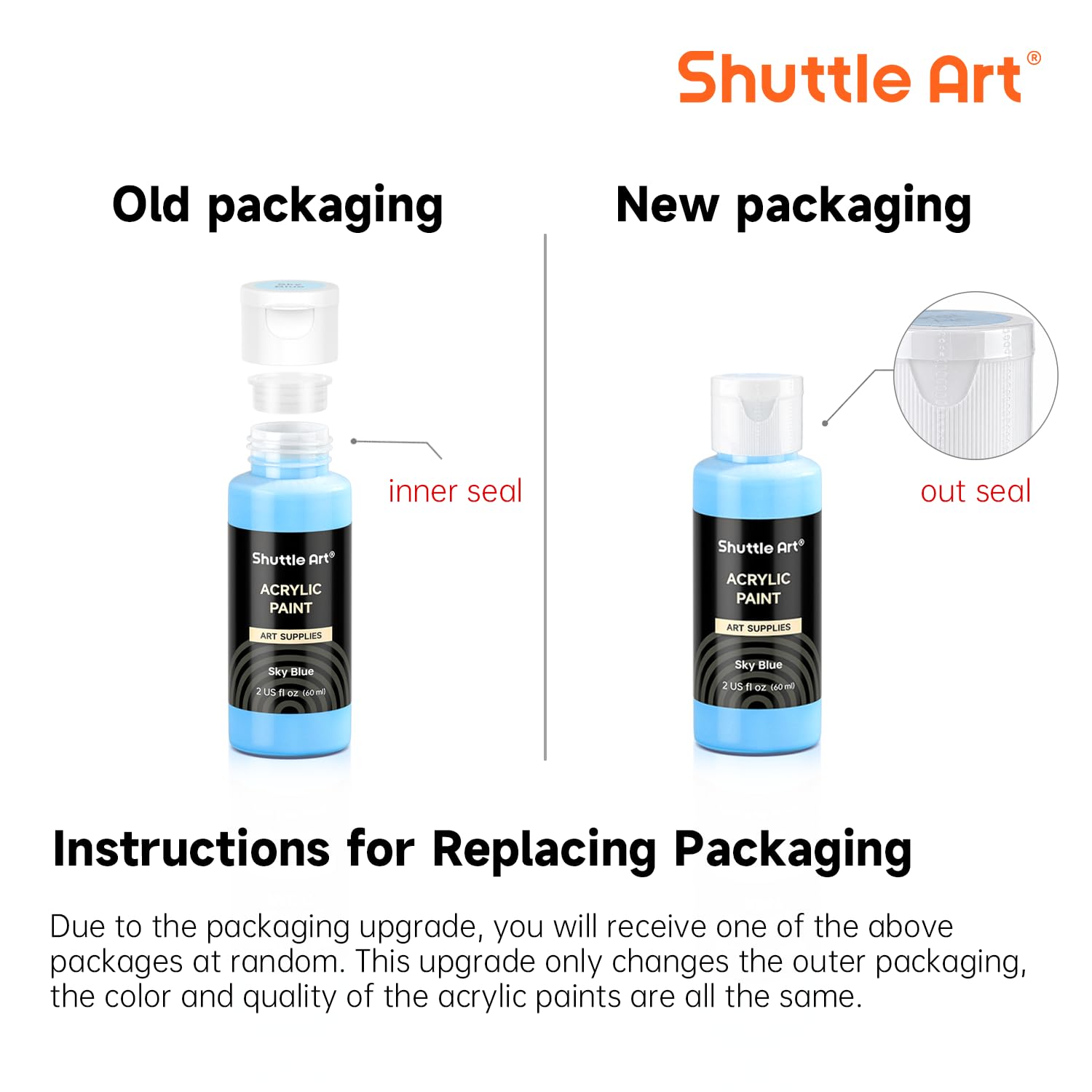 Shuttle Art Farba akrylowa, 50 kolorów, 60 ml, zestaw farb akrylowych z 10 pędzlami, wodoodporne, zestaw farb premium dla artystów, początkujących i dzieci, na płótnie, skałach, drewnianej tkaninie