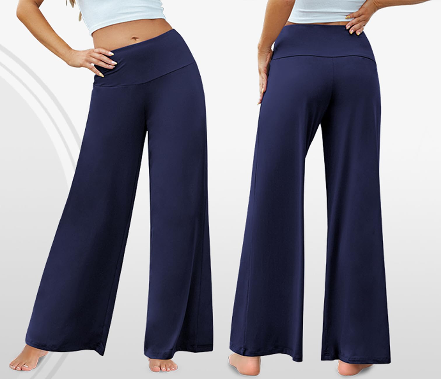 Cegerne Pantaloni da Donna Pantaloni Palazzo Elasticizzati a Gamba Larga a Vita Alta