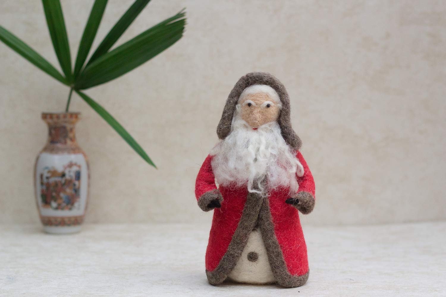 De Kulture Ornamento Babbo natale in Feltro di Lana Fatto a Mano, Decorazione Natalizia per Casa 4X4X8.5 cm