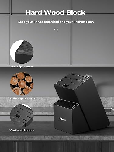 Miniatura 3 de D.Perlla - Juego de cuchillos de cocina de 16 piezas con bloque y afilador, juego de cuchillos de acero inoxidable de alta calidad, cuchillos ultra